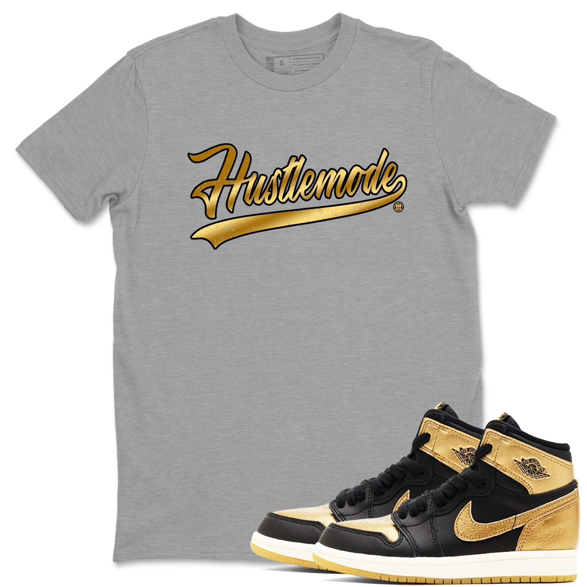 Hustle Mode Sneaker Tees - Air Jordan 1 Black Metallic Gold