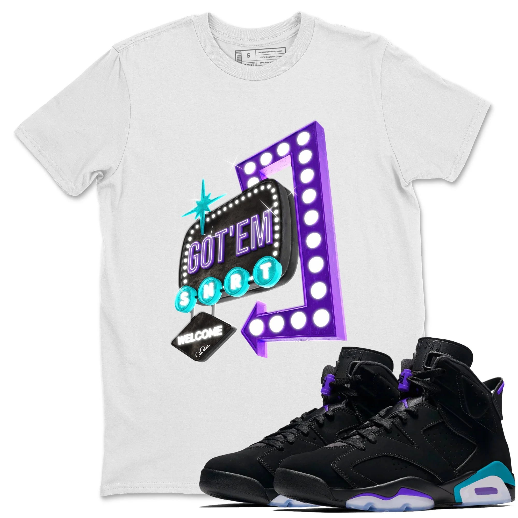 Retro Neon Sign Sneaker Tee - Air Jordan 6 Aqua