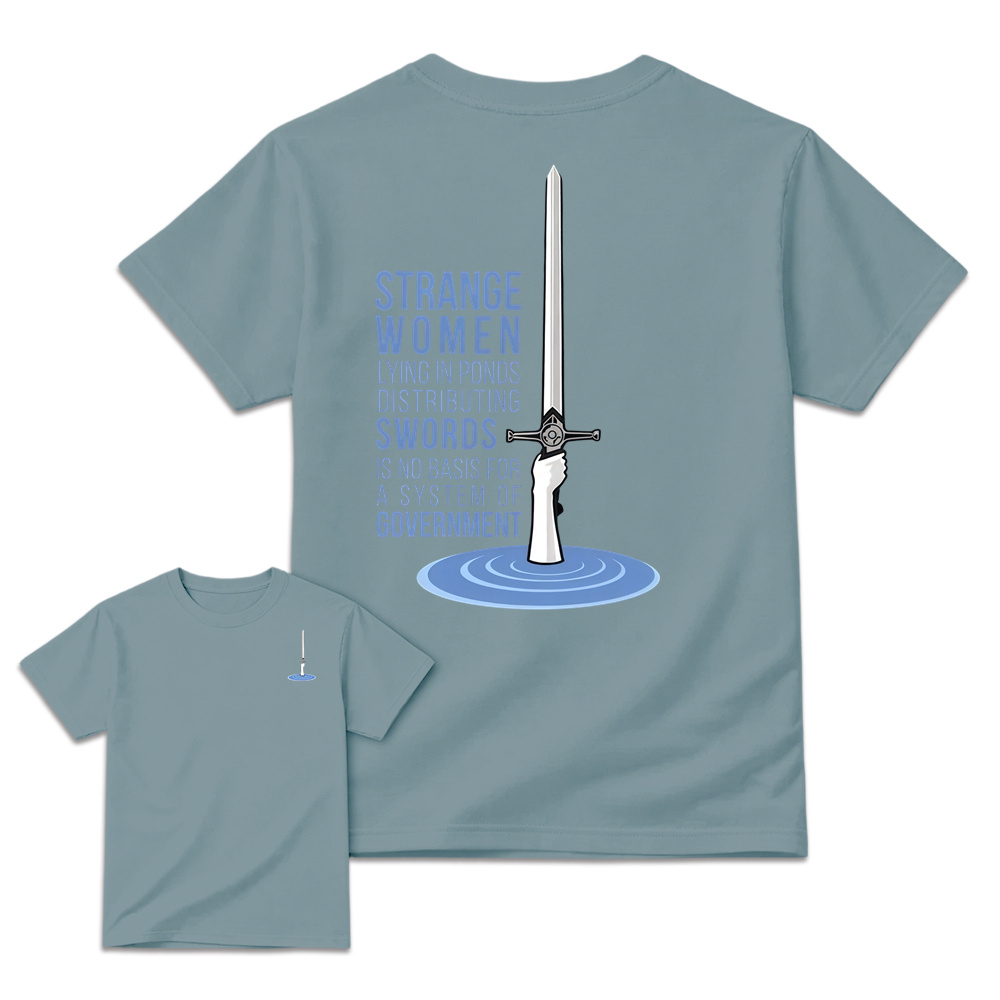 Strange Women Distributing Swords Shirt, Classic British Comedy Movie Inspired T-Shirt, Retro Medieval Humor Graphic Tee, Funny  Quote Apparel, Two Sided Casual Cotton Shirt, Gift for Film Fans