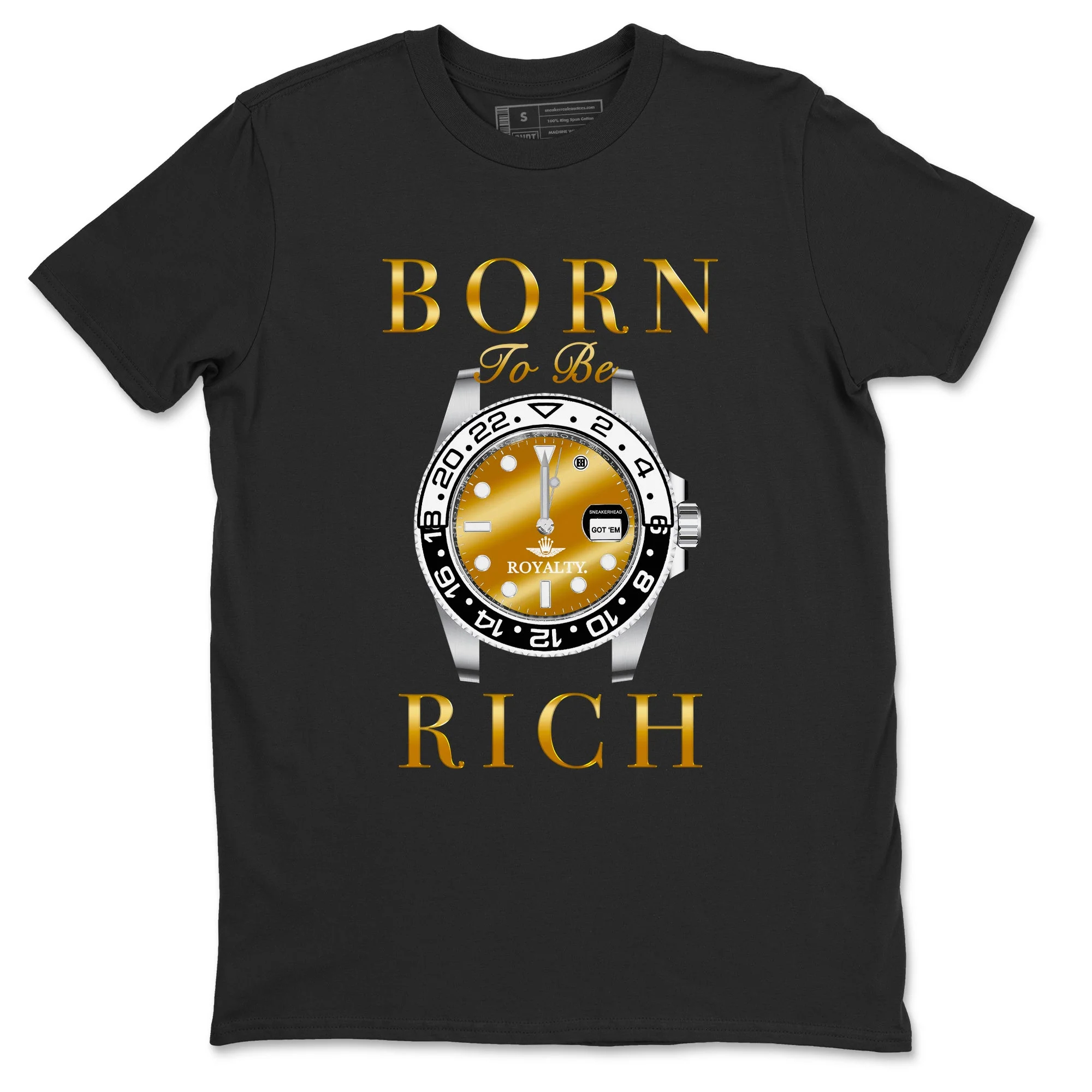Born To Be Rich Sneaker Tees - Air Jordan 1 Black Metallic Gold