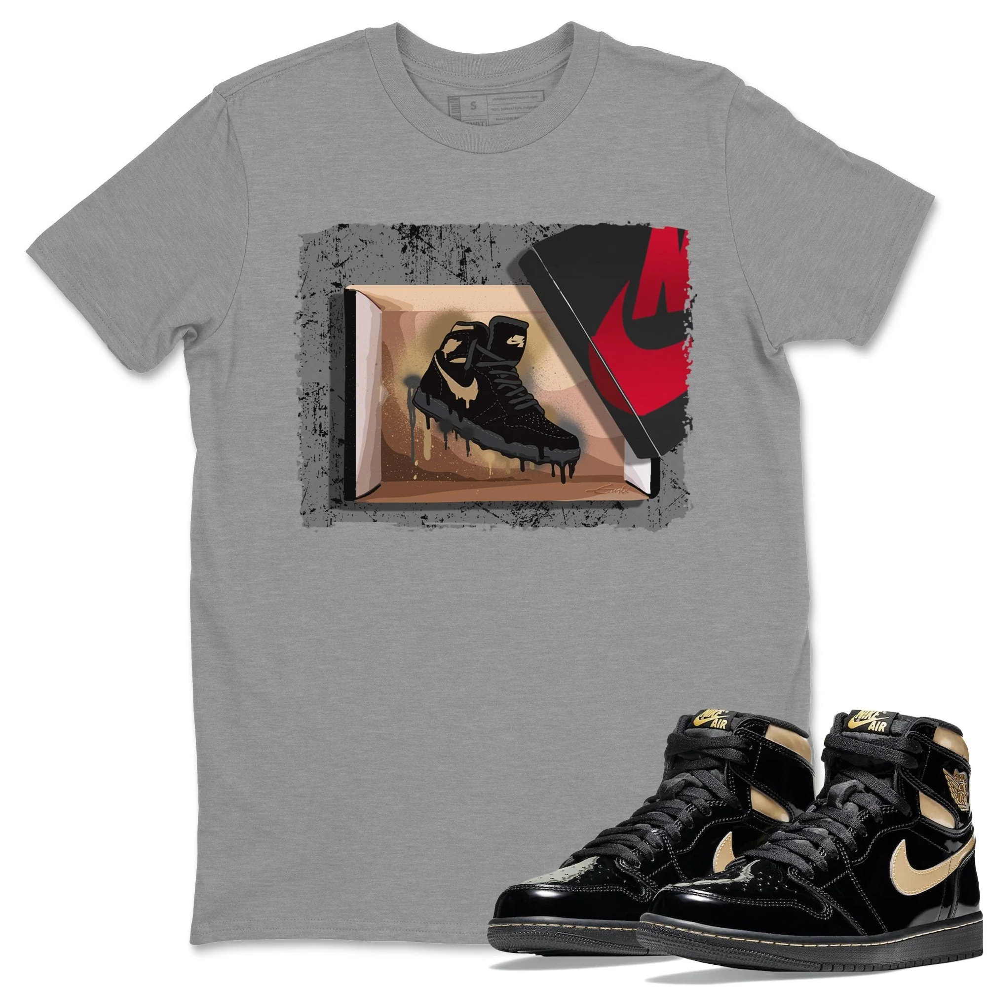New Kicks Unisex Tops - Air Jordan 1 Black Metallic Gold