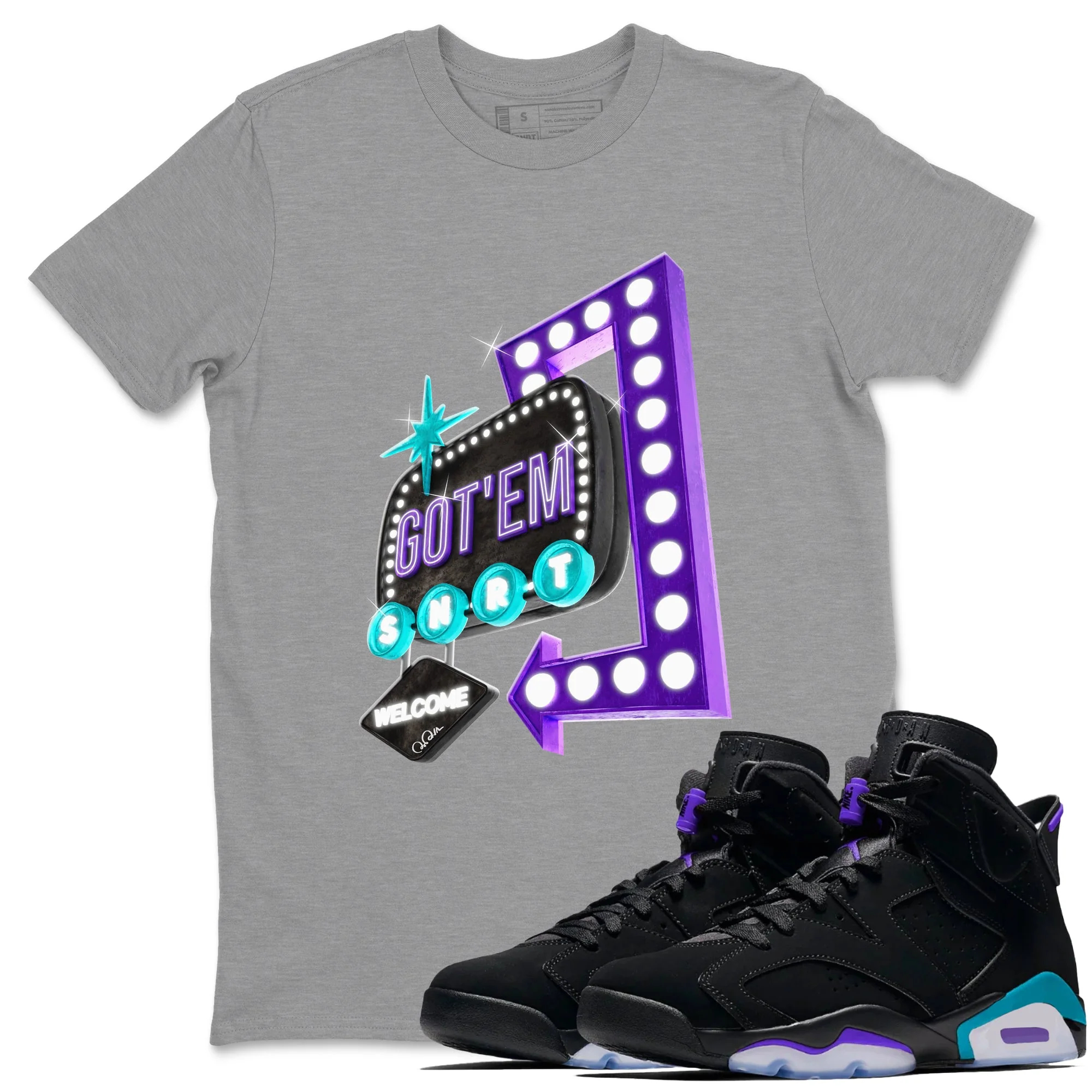 Retro Neon Sign Sneaker Tee - Air Jordan 6 Aqua
