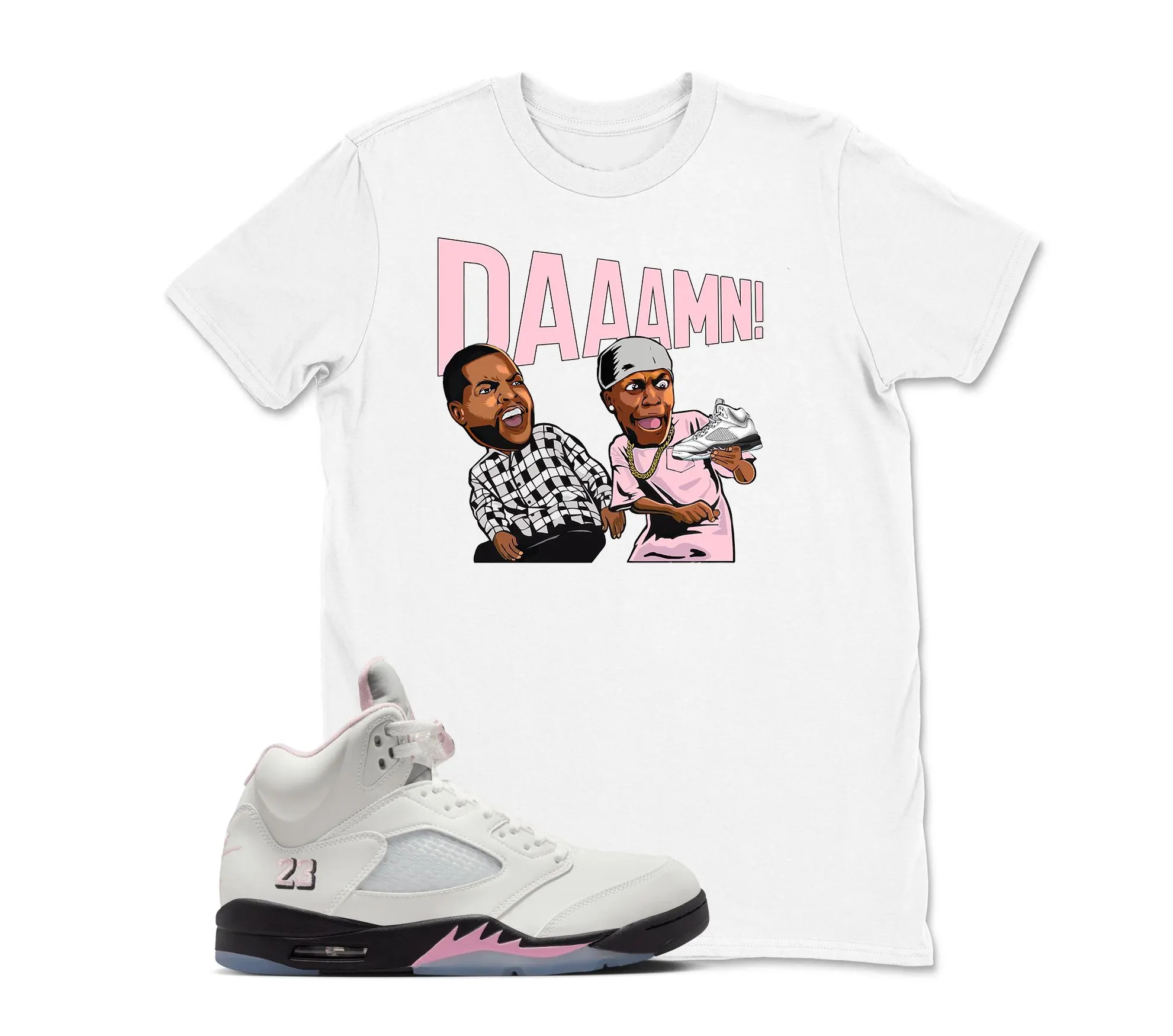 Shirt To Match Retro 5 Soft Pink AJ5 - Damn Meme Friday Sneaker Tees, AJ 5 35th Anniversary T-Shirt , Unisex Shirt Match Sneaker