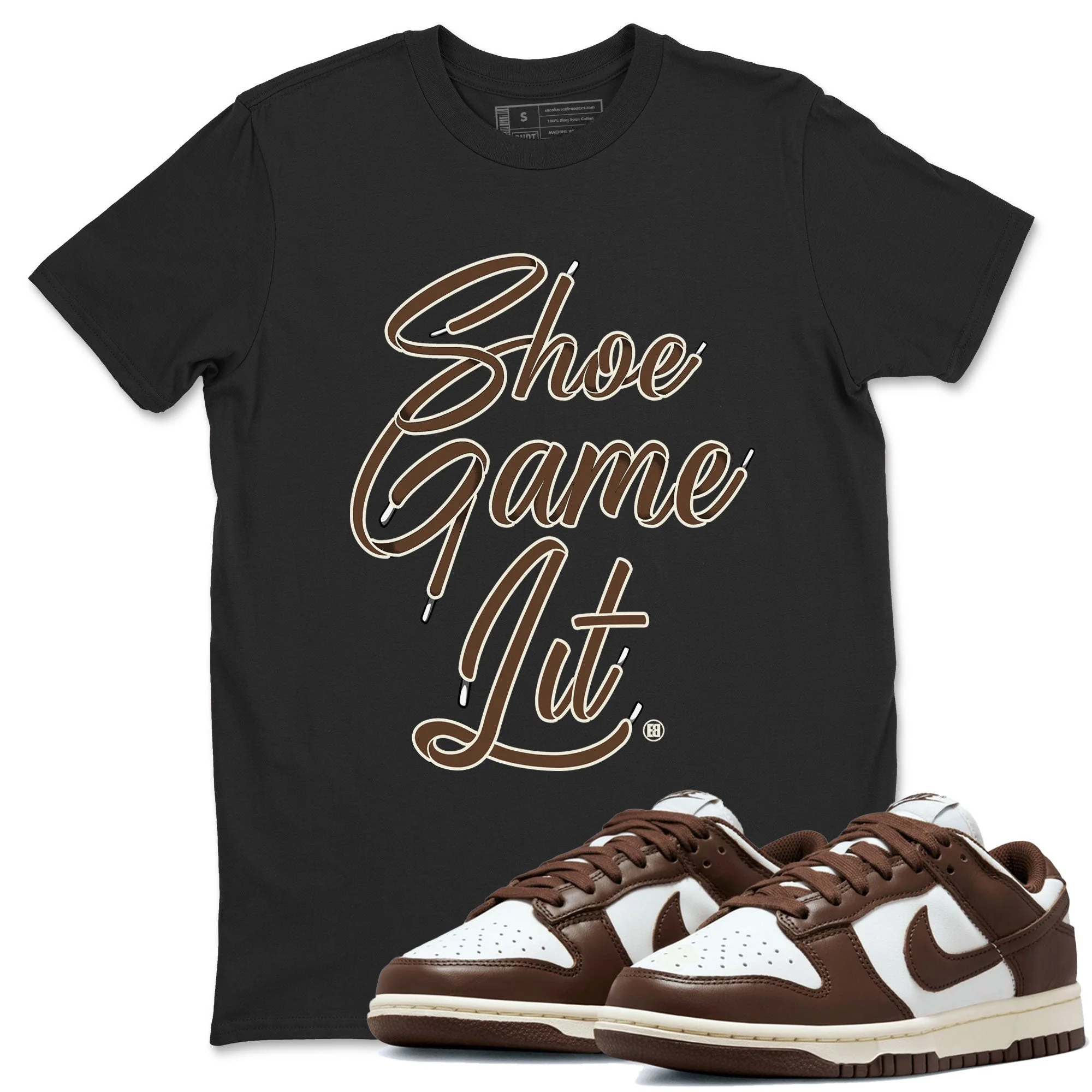 Shoe Game Lit Shoe Lace Sneaker Tee - Dunk Cacao Wow