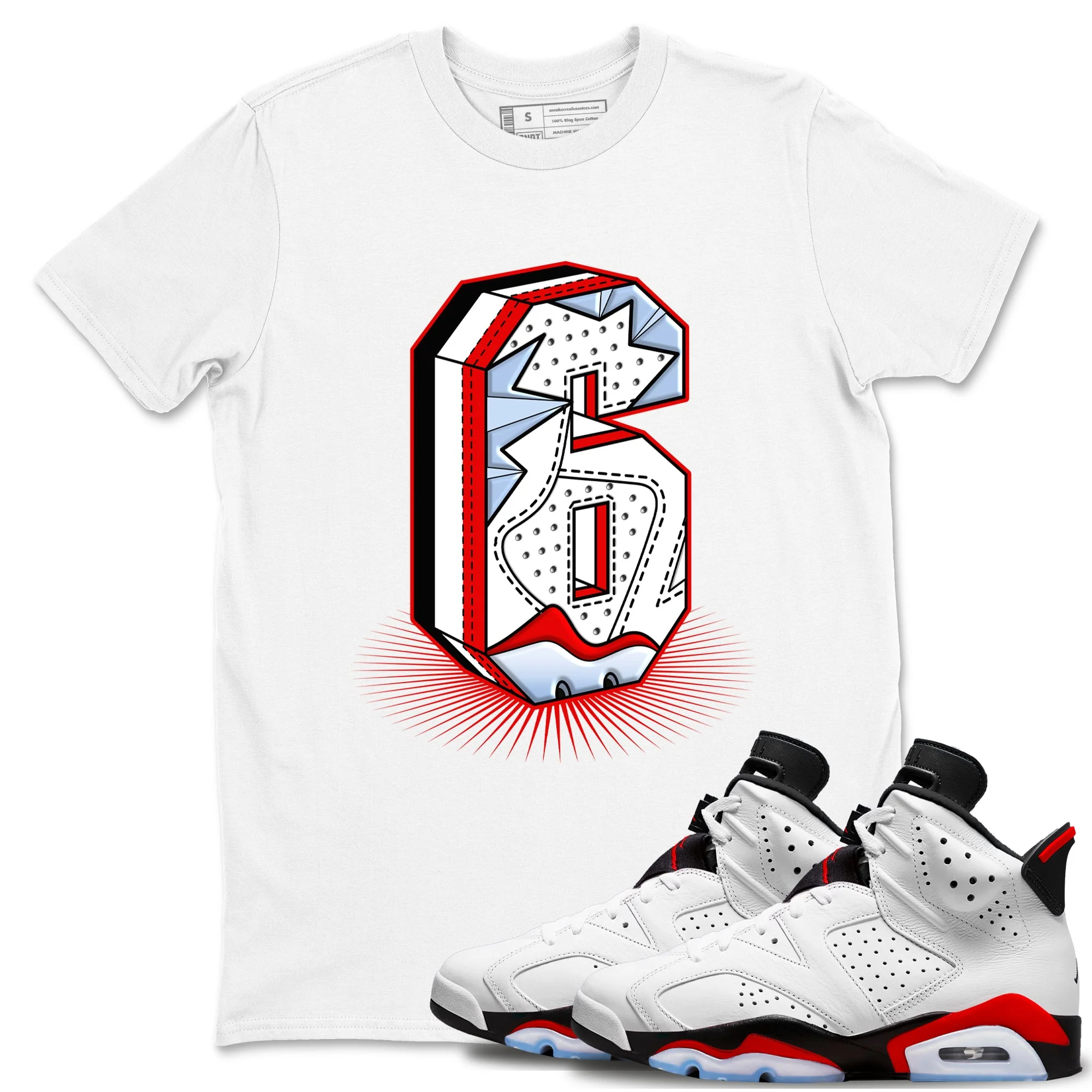 Number Statue Sneaker Tees - Air Jordan 6 Fire Red