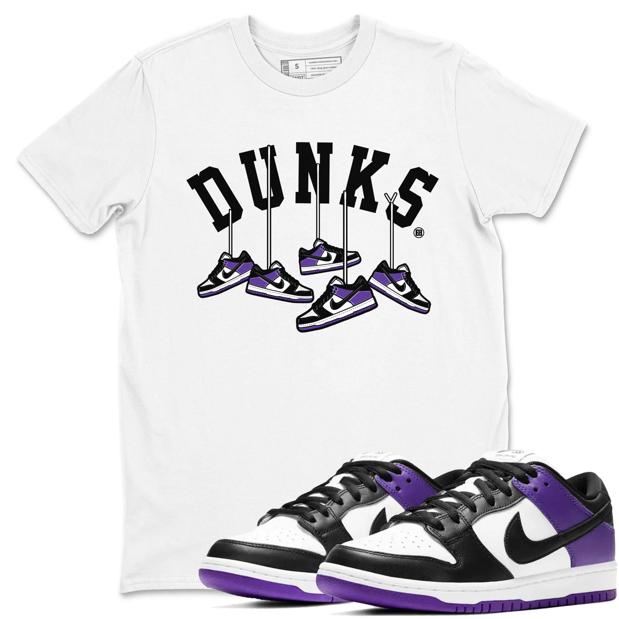 Hanging Sneakers Sneaker Tees - Dunk Low Court Purple