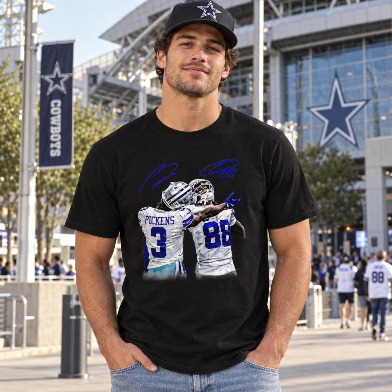 Vintage Close-Up Football Athlete Signature Graphic T-Shirt