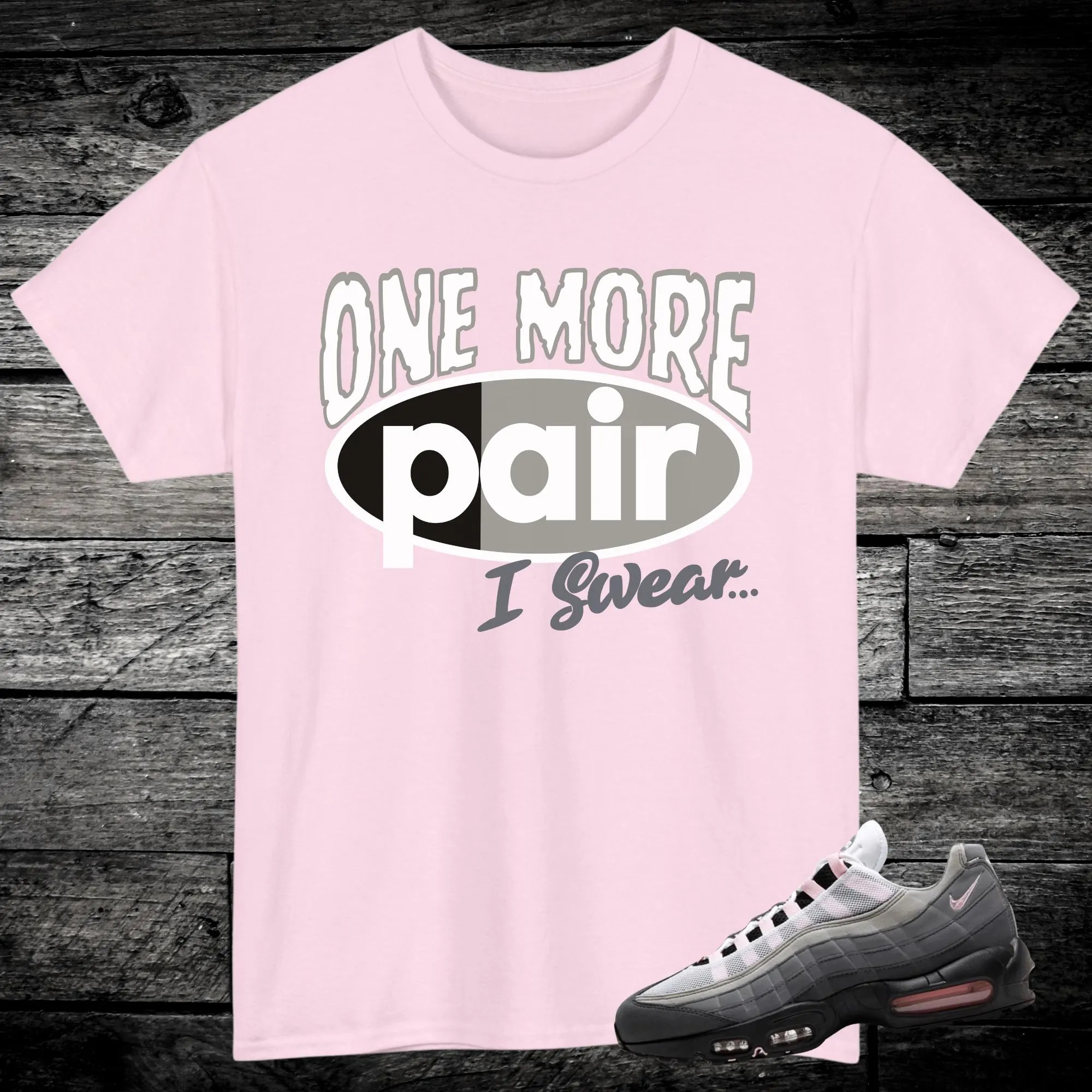 Air Max 95 Pink Foam Sneaker Match T-Shirt: Black, Pink & Silver