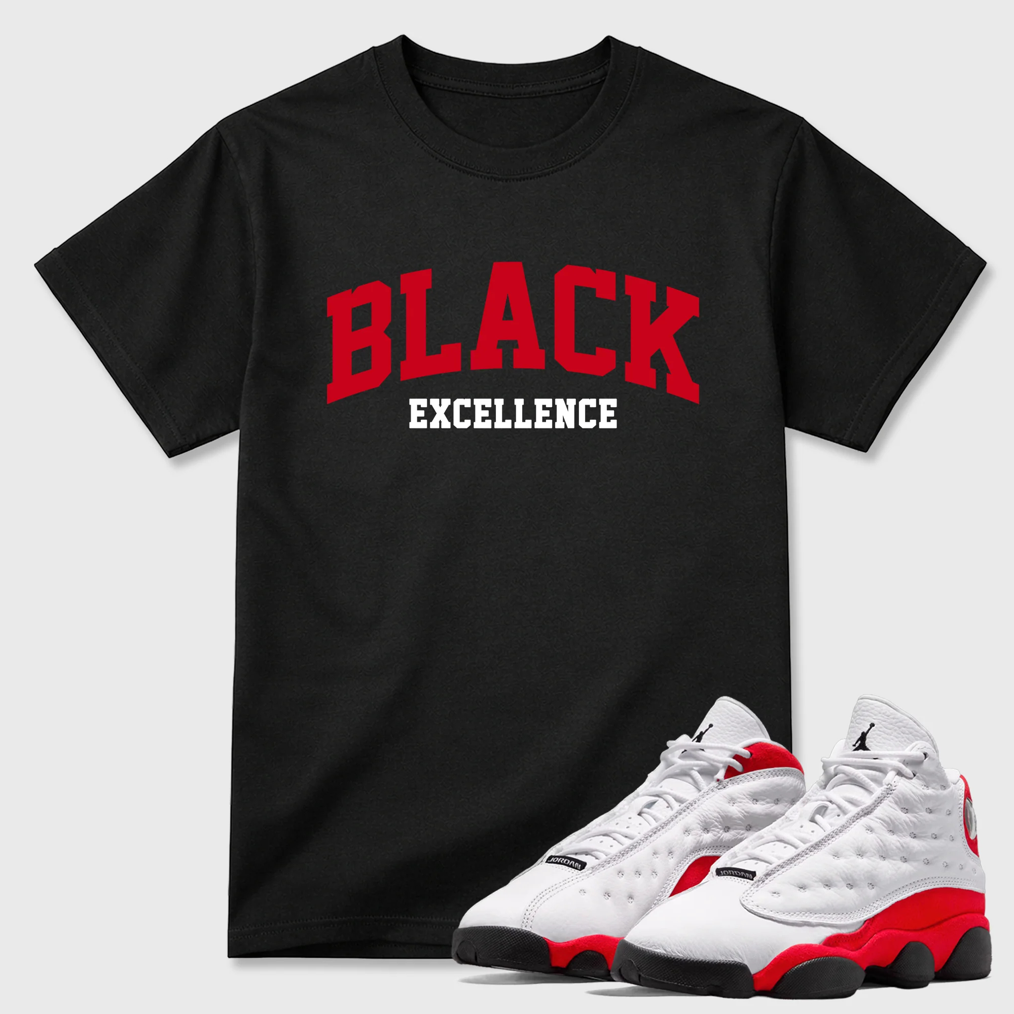 Varsity Black Excellence Sneaker Tees - Air Jordan 13 University Red
