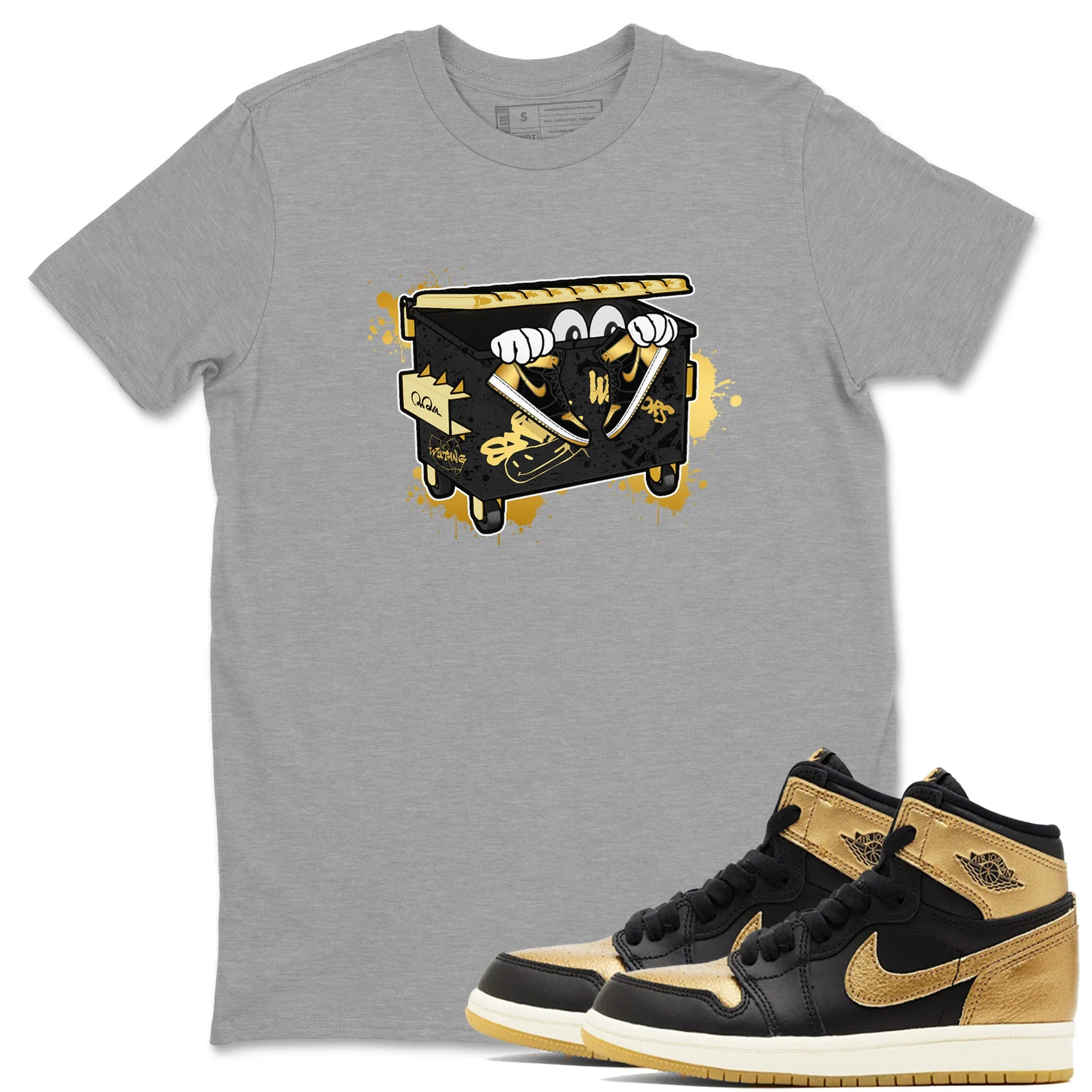 Kick Trash Sneaker Tees - Air Jordan 1 Black Metallic Gold