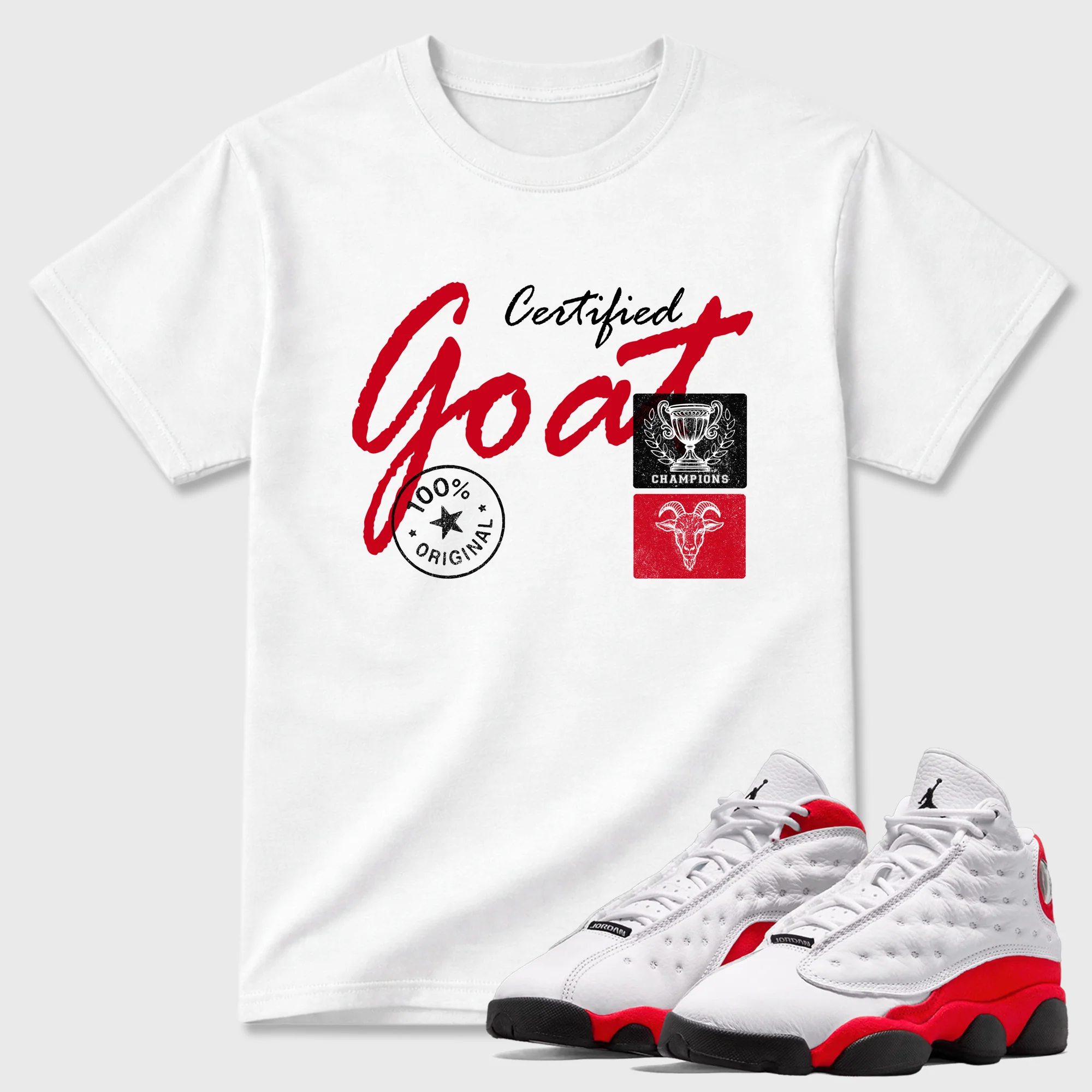 Certified Goat Sneaker Tees - Air Jordan 13 University Red
