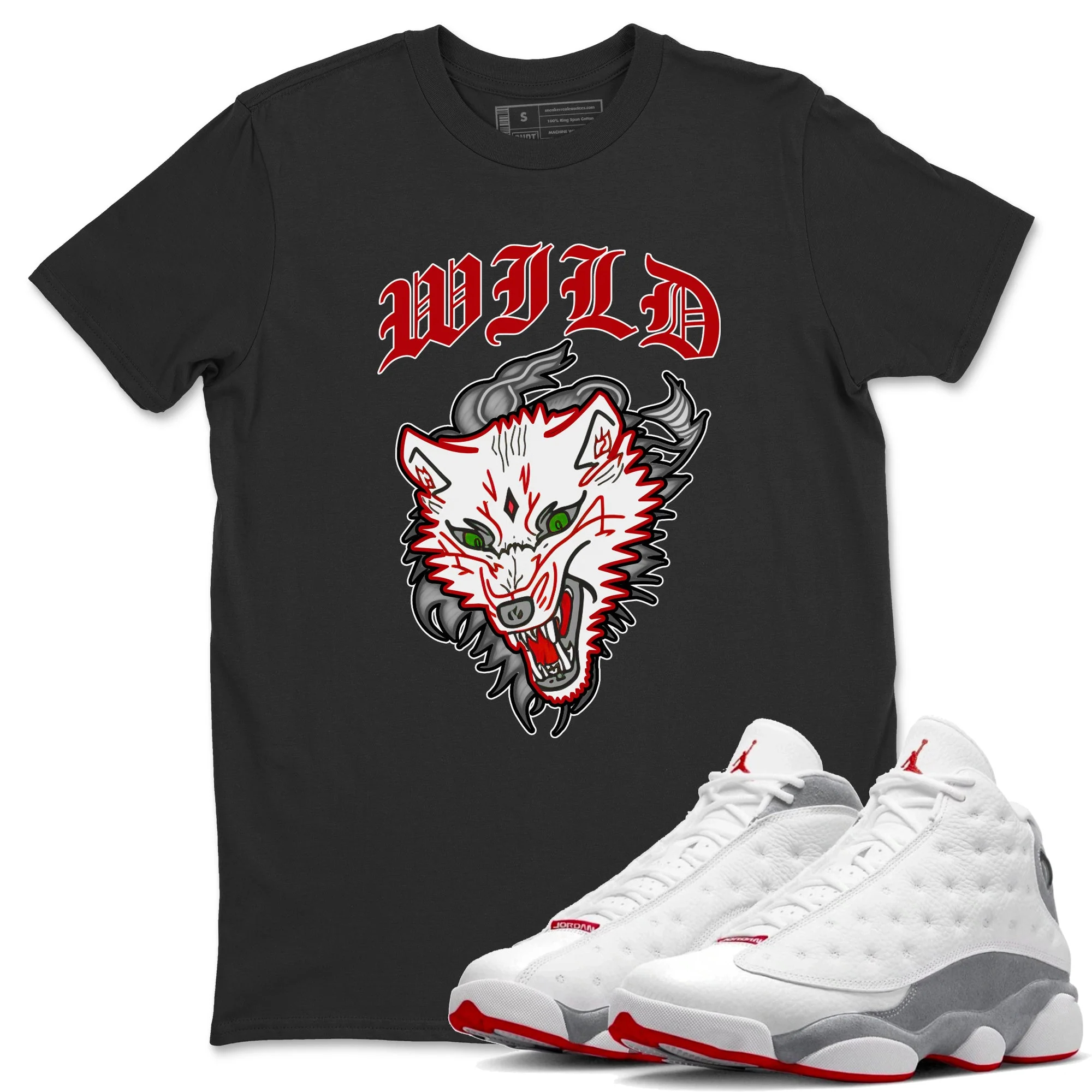 Wild Animal Unisex Tops - Air Jordan 13 Wolf Grey