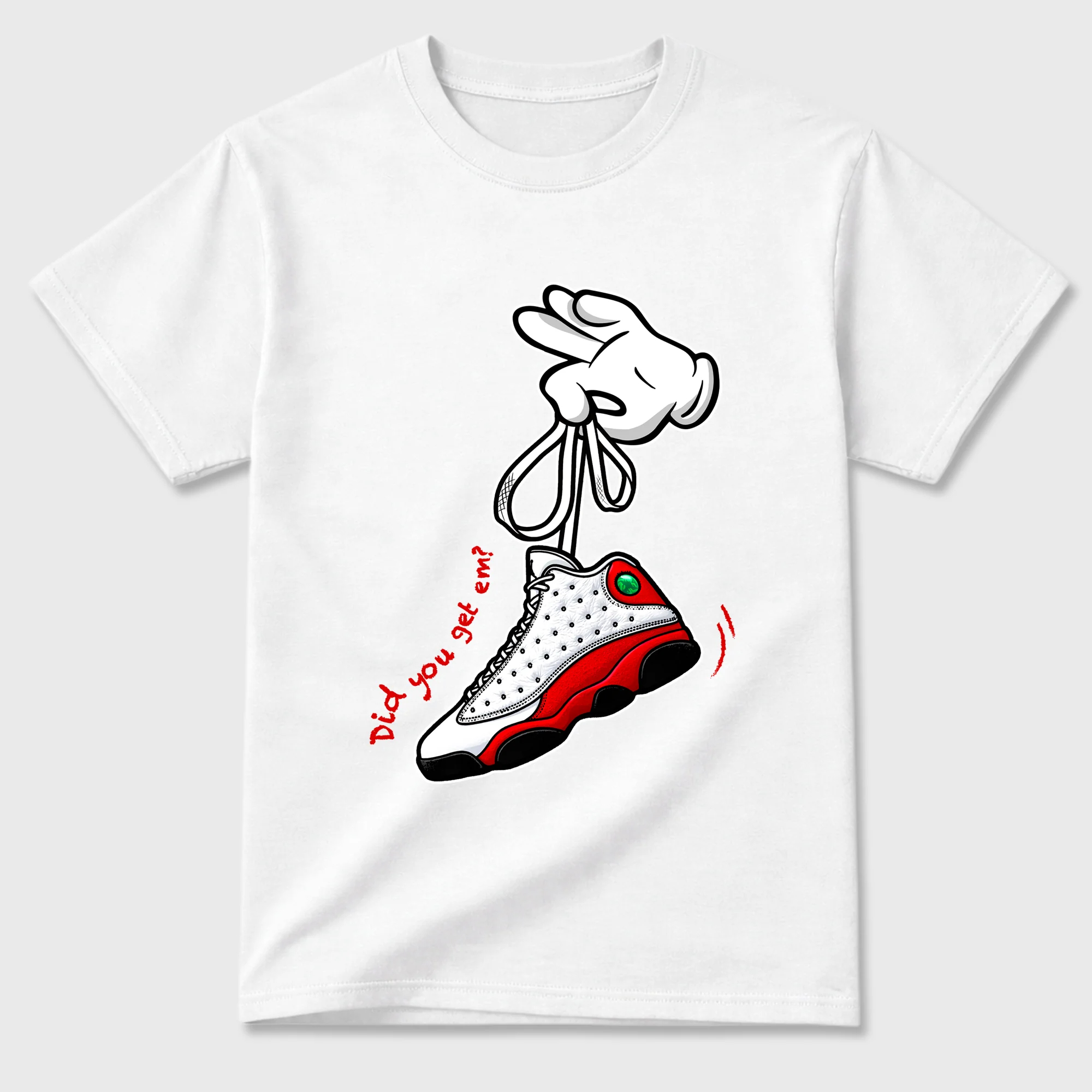 Cartoon Hands Sneaker Tees - Air Jordan 13 University Red