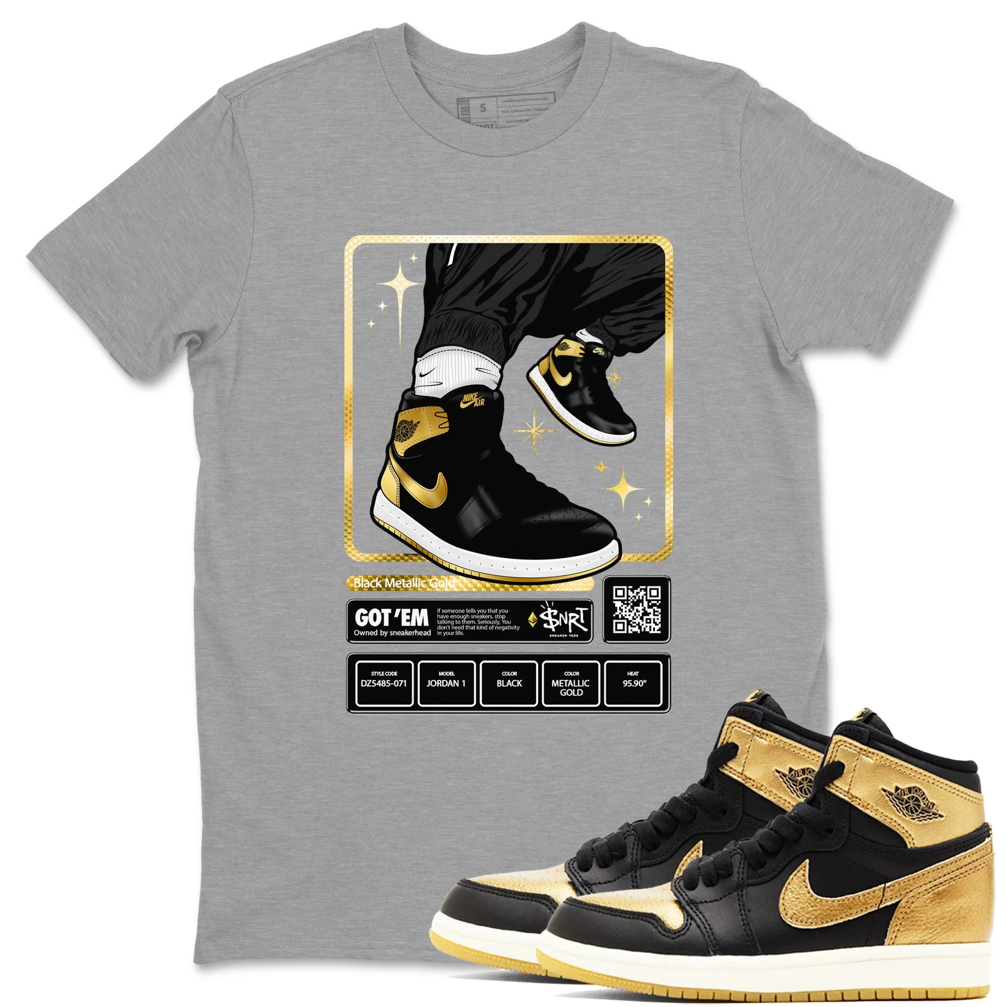Sneaker Trading Card Sneaker Tees - Air Jordan 1 Black Metallic Gold