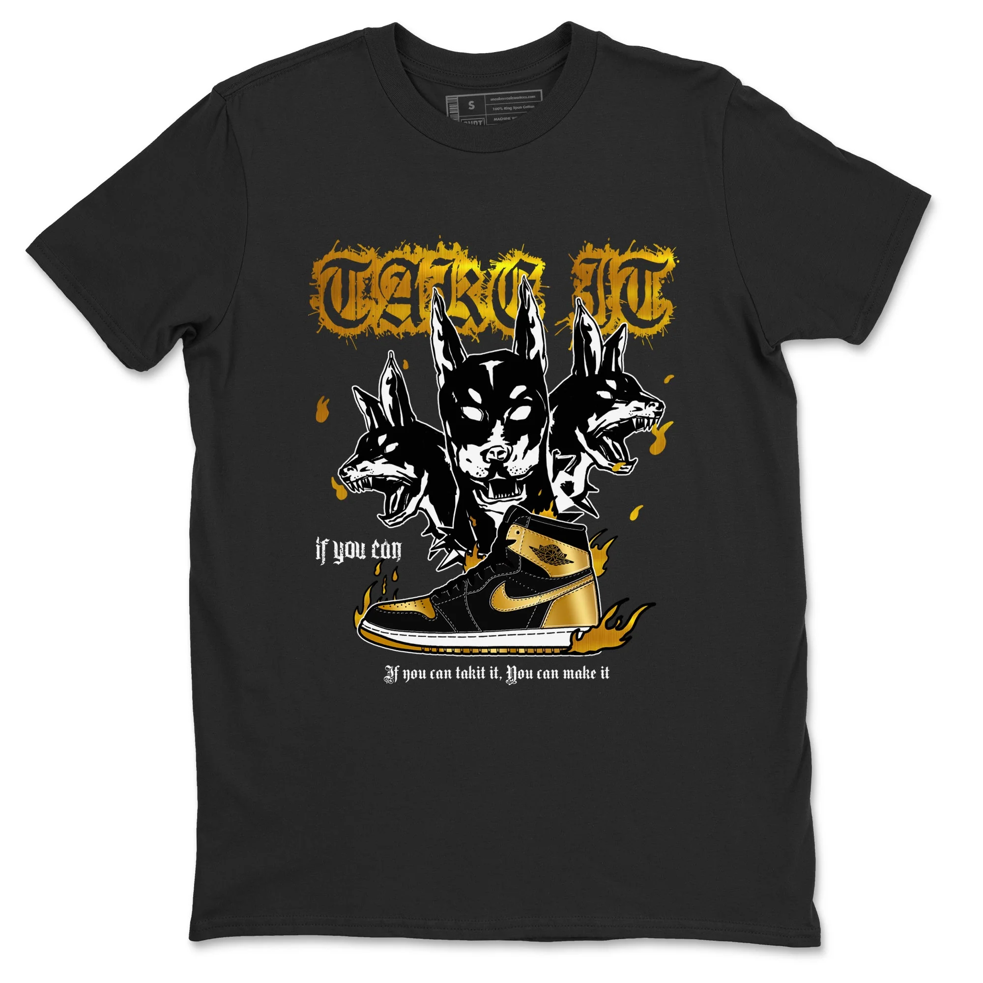 Hell Hounds Sneaker Tees - Air Jordan 1 Black Metallic Gold