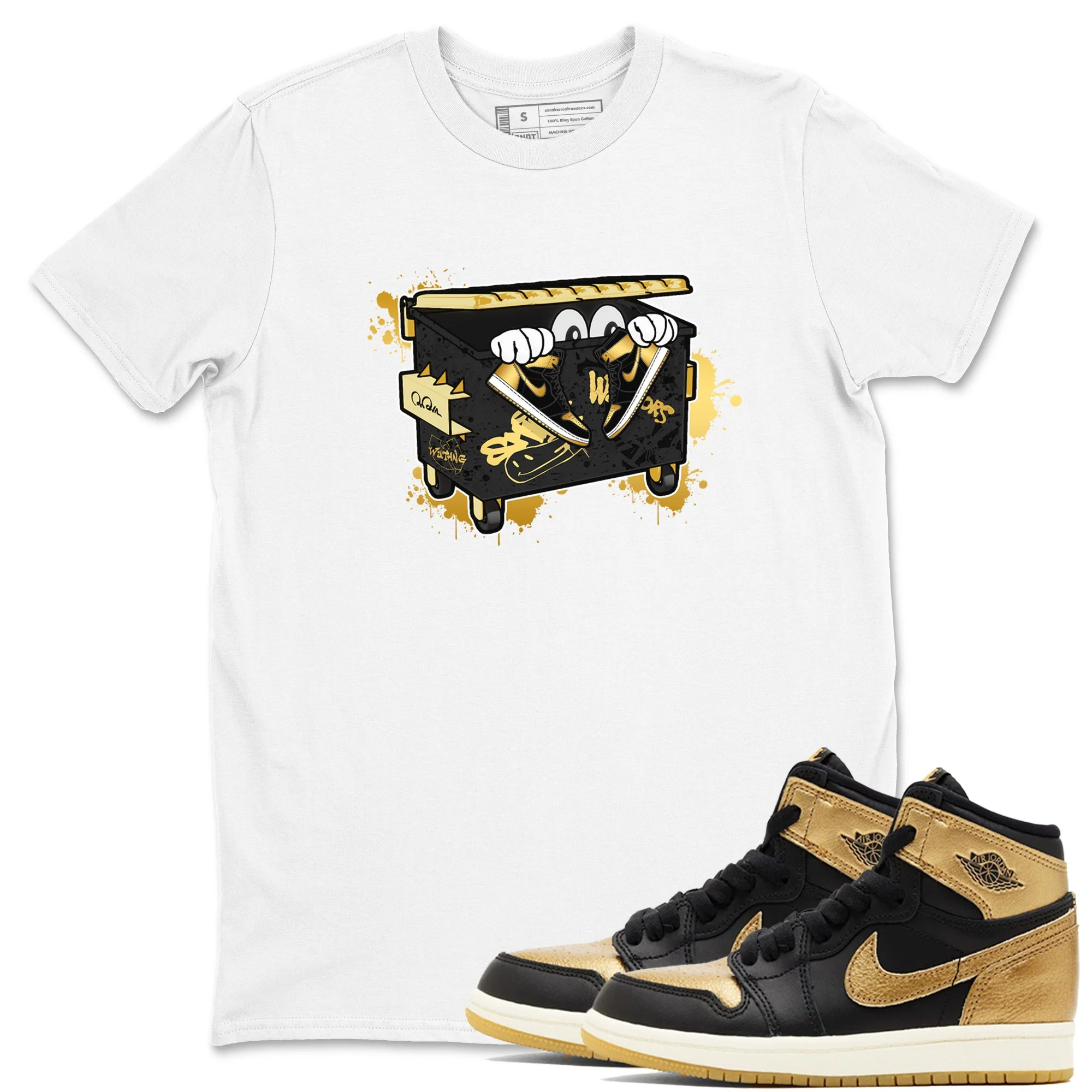 Kick Trash Sneaker Tees - Air Jordan 1 Black Metallic Gold