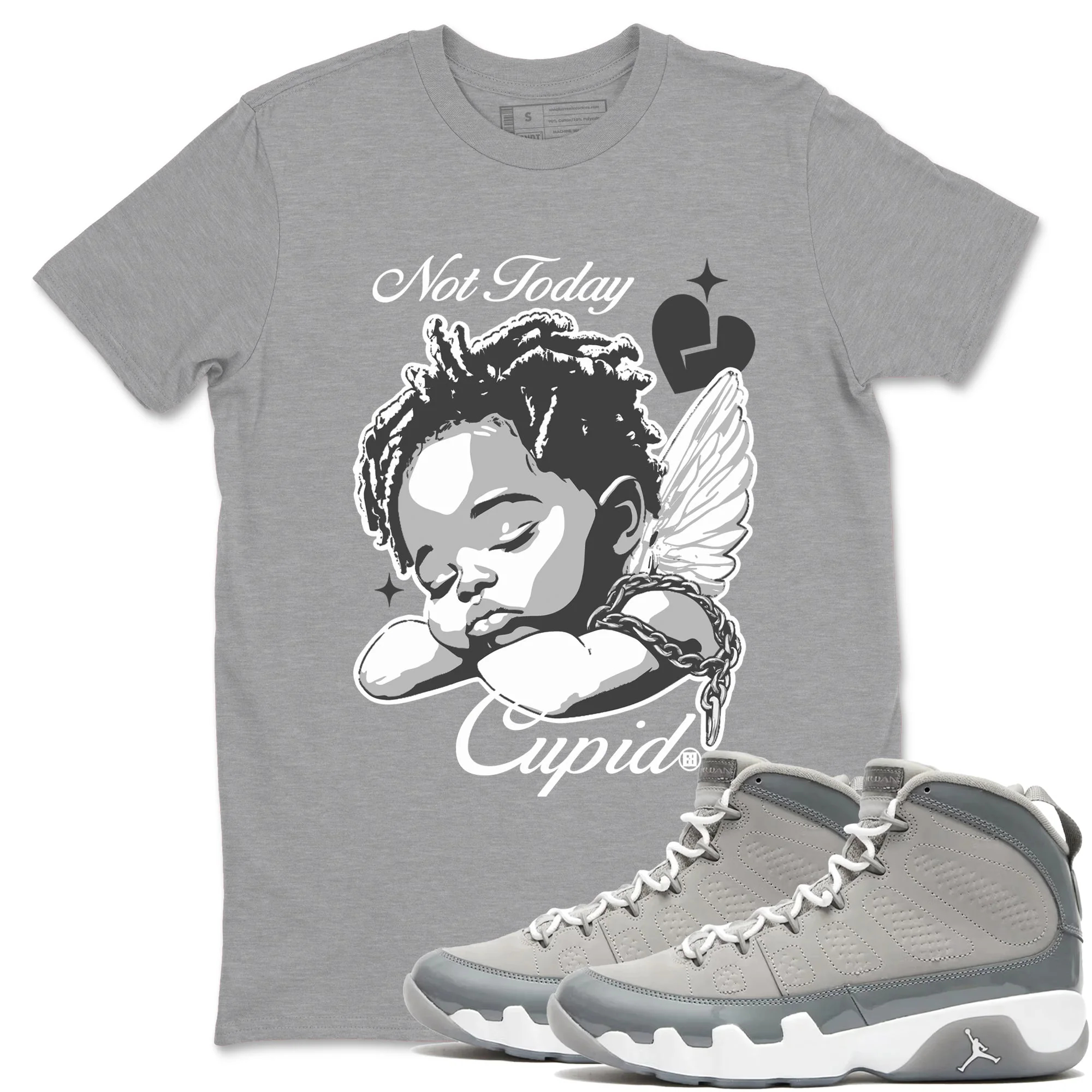 Not Today Cupid Sneaker Tees - Air Jordan 9 Cool Grey