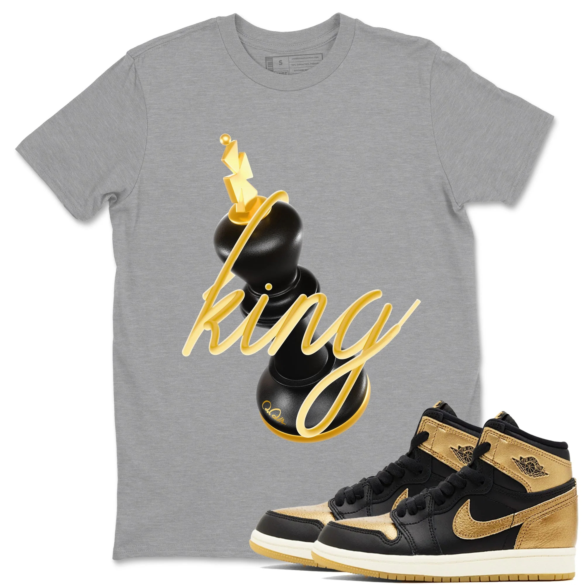 3D King Sneaker Tees - Air Jordan 1 Black Metallic Gold