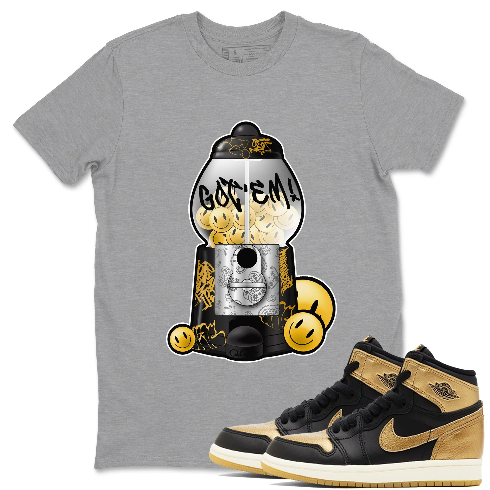 Gumball Machine Sneaker Tees - Air Jordan 1 Black Metallic Gold