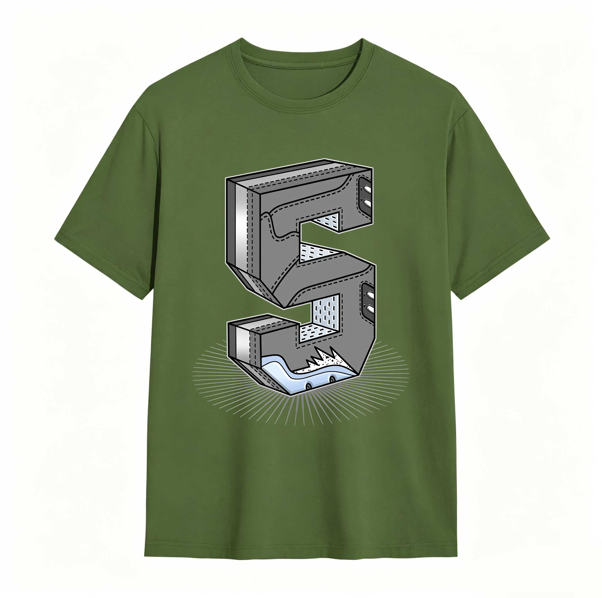 Number Statue Sneaker Tees - Match Air Jordan 5 Wolf Grey