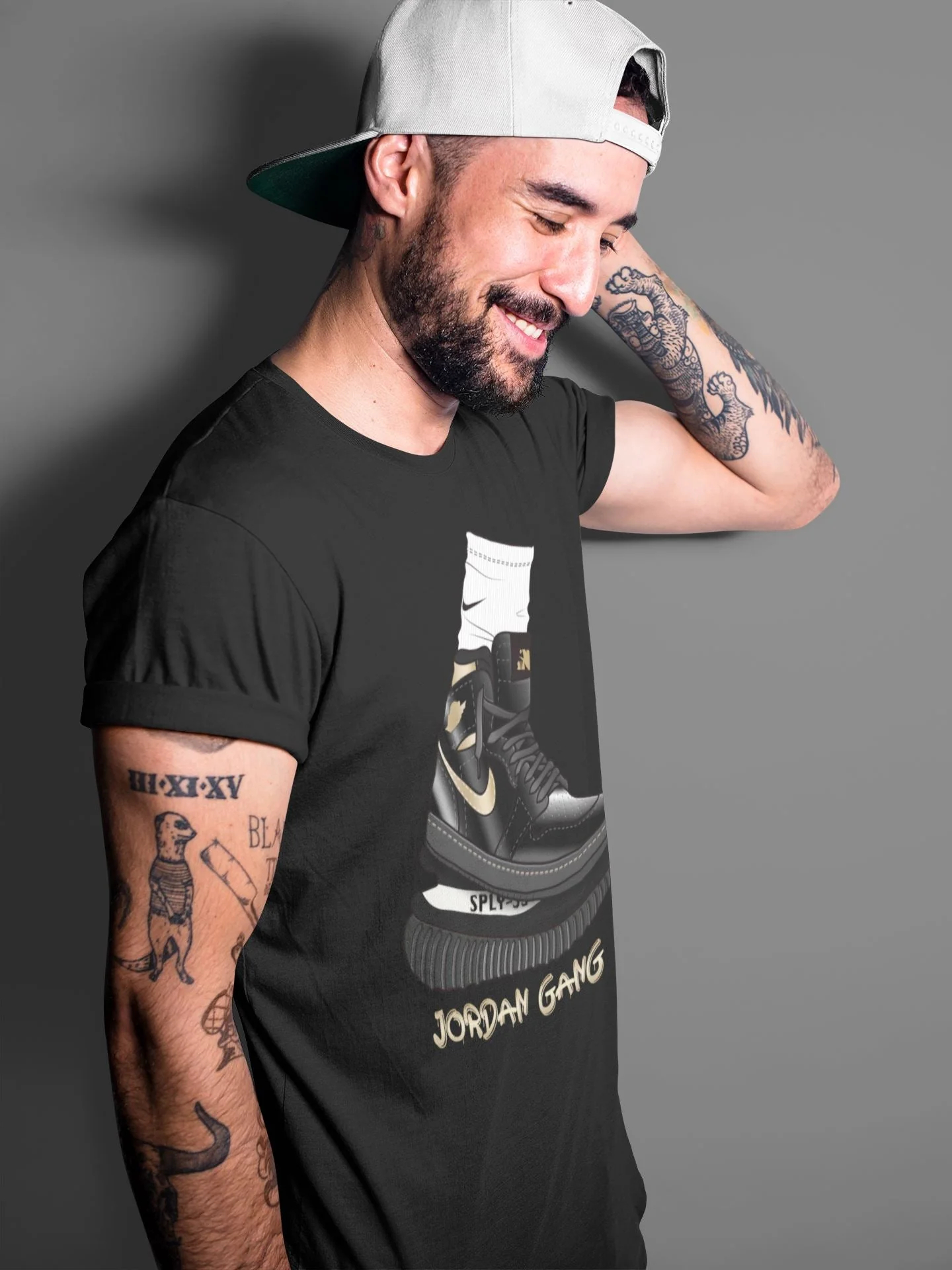 Air Jordan Gang Unisex Tops - Air Jordan 1 Black Metallic Gold