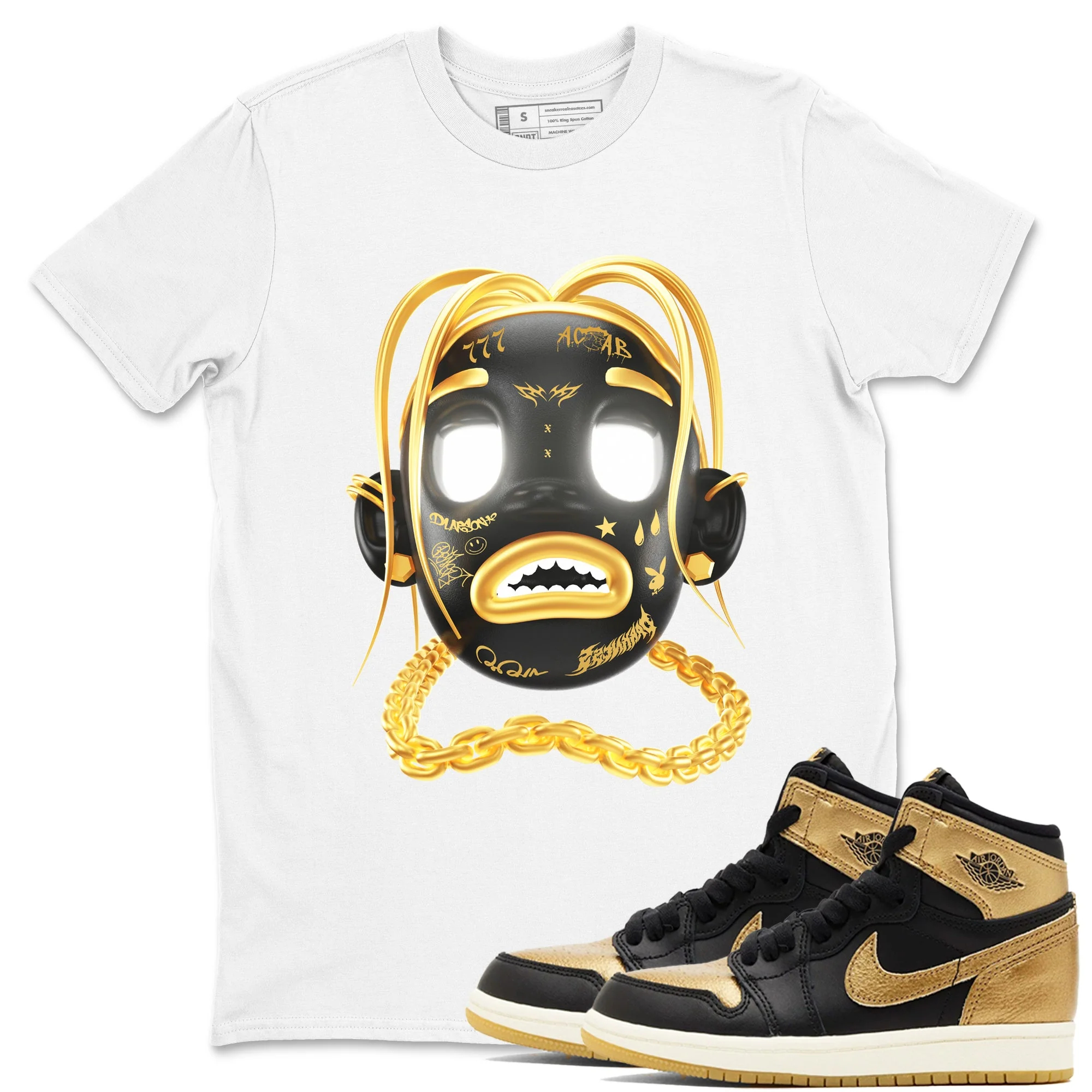 Goosebumps Boy Sneaker Tees - Air Jordan 1 Black Metallic Gold