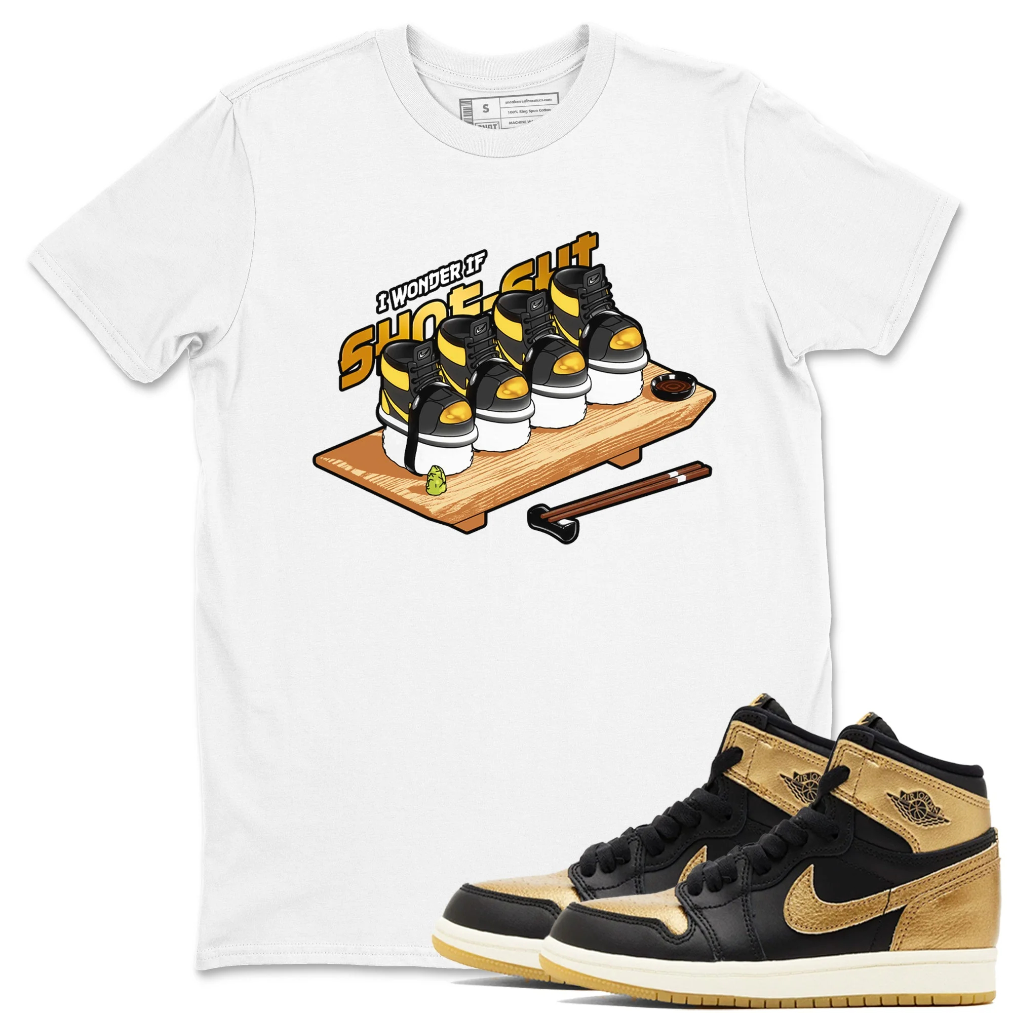 Shoe-Shi Sneaker Tees - Air Jordan 1 Black Metallic Gold