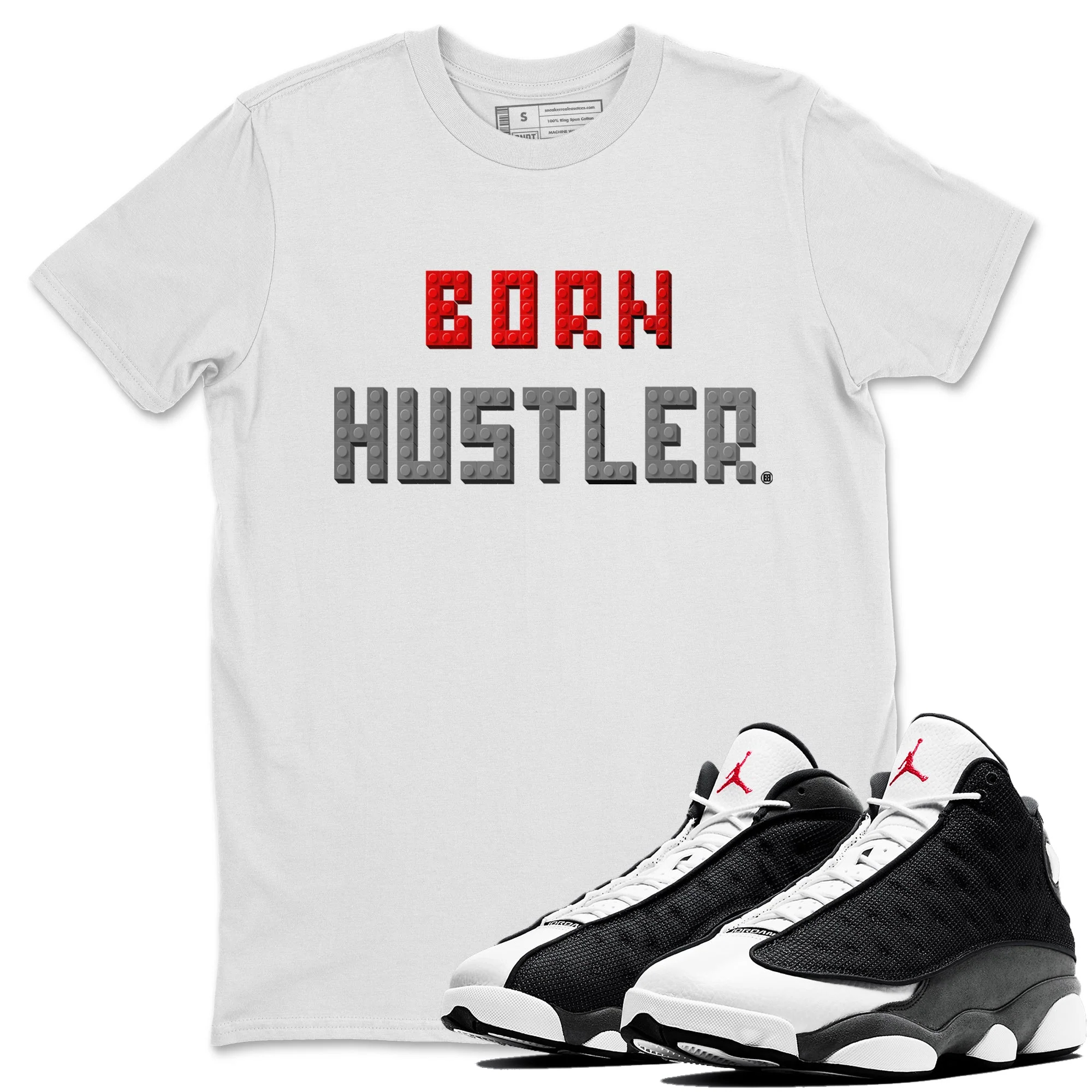 Brick Born Hustler Unisex Tops - Air Jordan 13 Black Flint