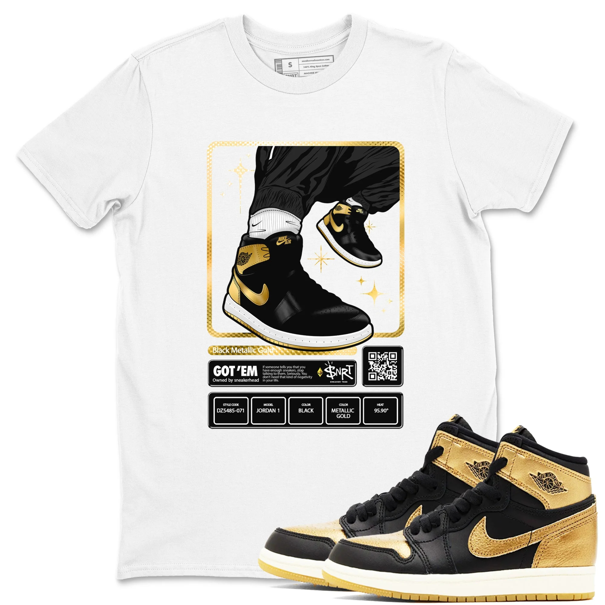 Sneaker Trading Card Sneaker Tees - Air Jordan 1 Black Metallic Gold