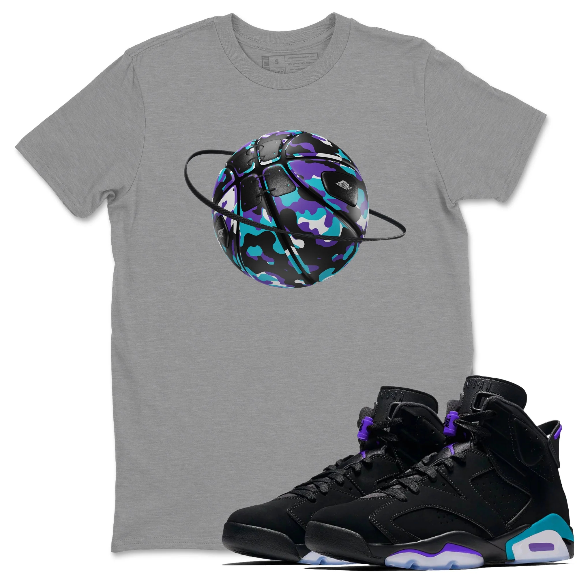 Camo Basketball Planet SNRT Sneaker Tee - Air Jordan 6 Aqua