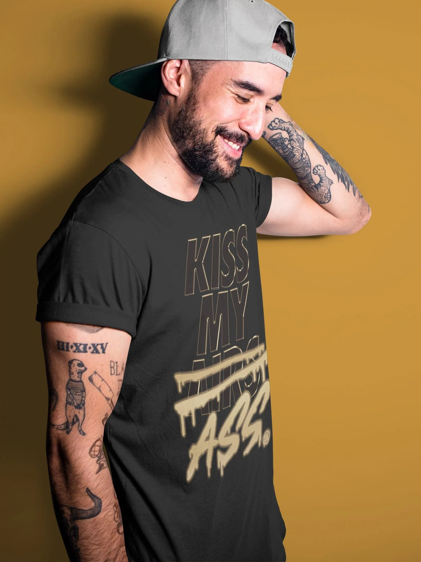 Kiss My Ass Unisex Tops - Air Jordan 1 Black Metallic Gold