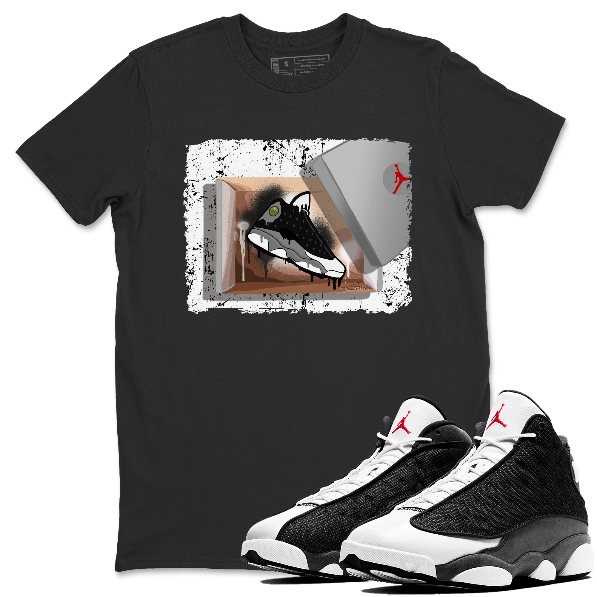 New Kicks Unisex Tops - Air Jordan 13 Black Flint