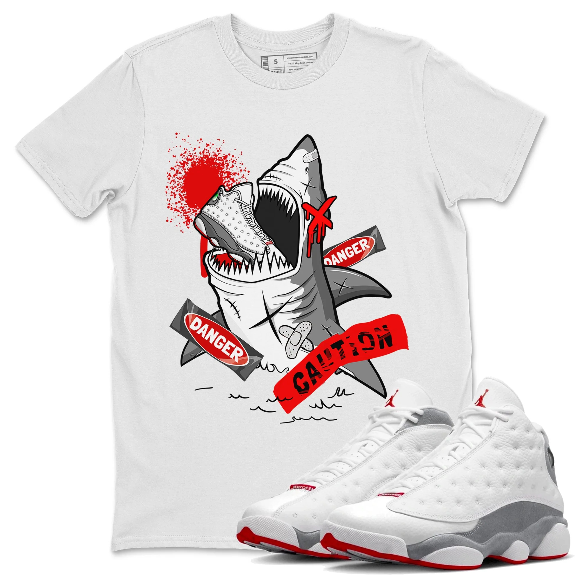 Dangerous Shark Sneaker Tee - Air Jordan 13 Wolf Grey