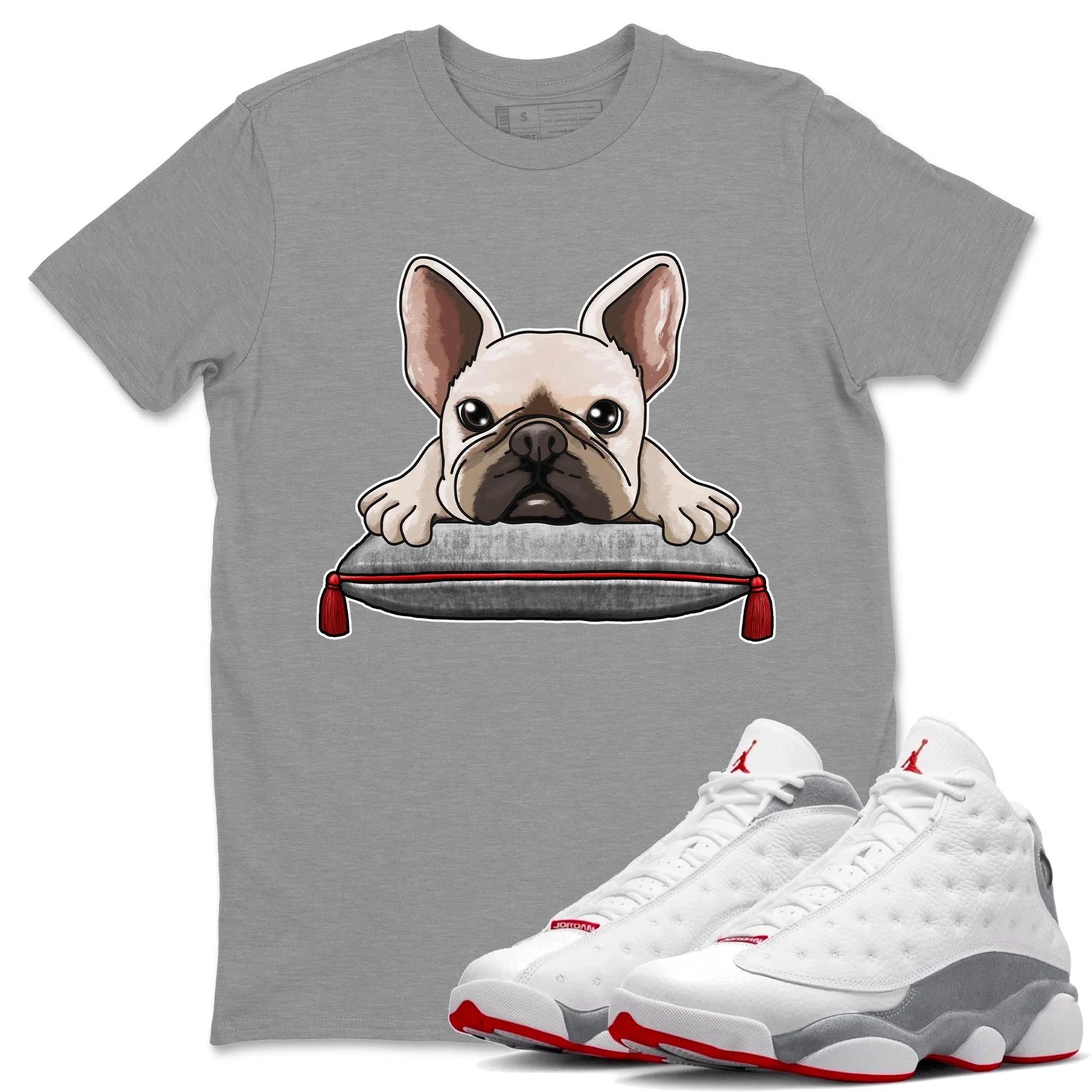 French Bulldog Unisex Tops - Air Jordan 13 Wolf Grey