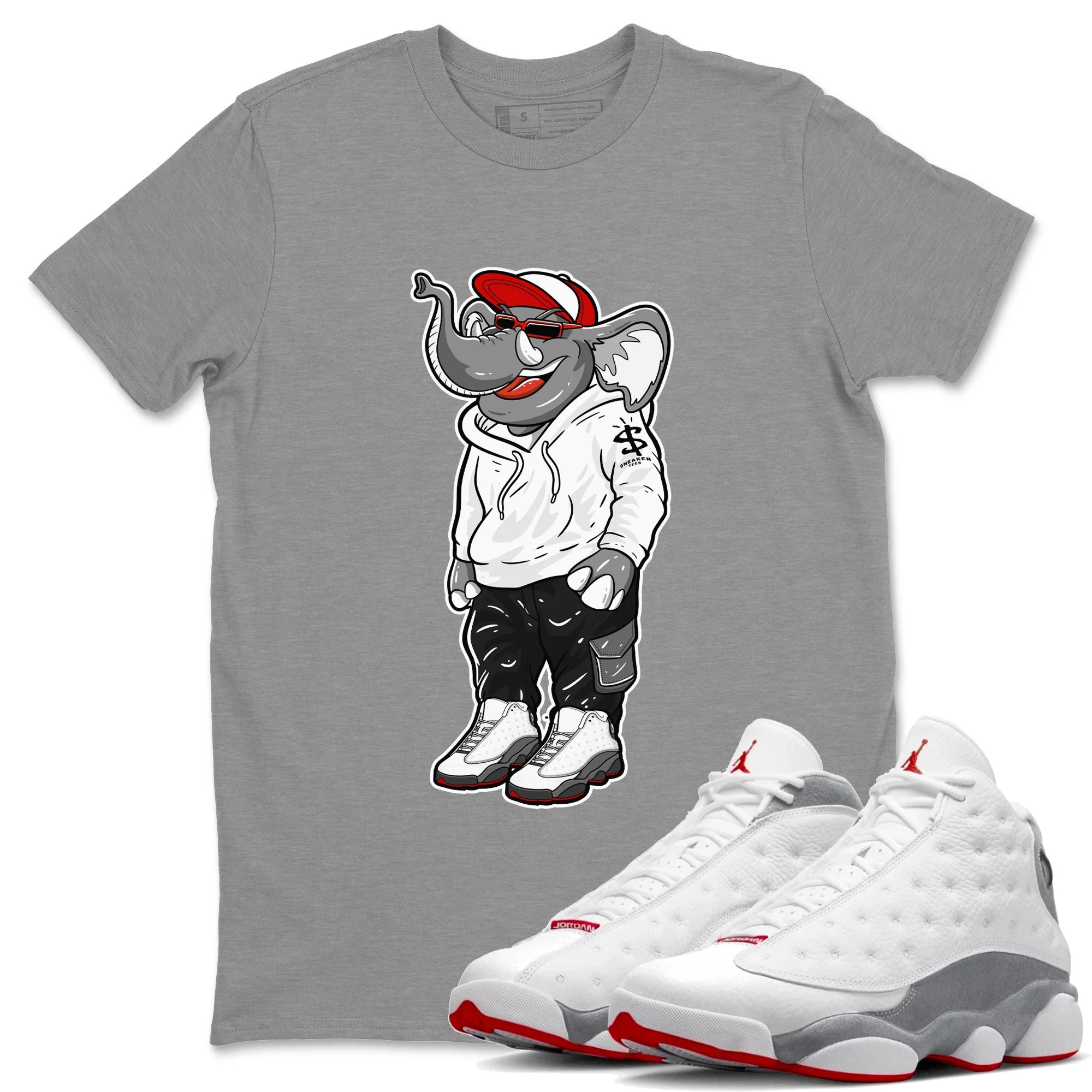 Sneakerhead Elephant Unisex Tops - Air Jordan 13 Wolf Grey