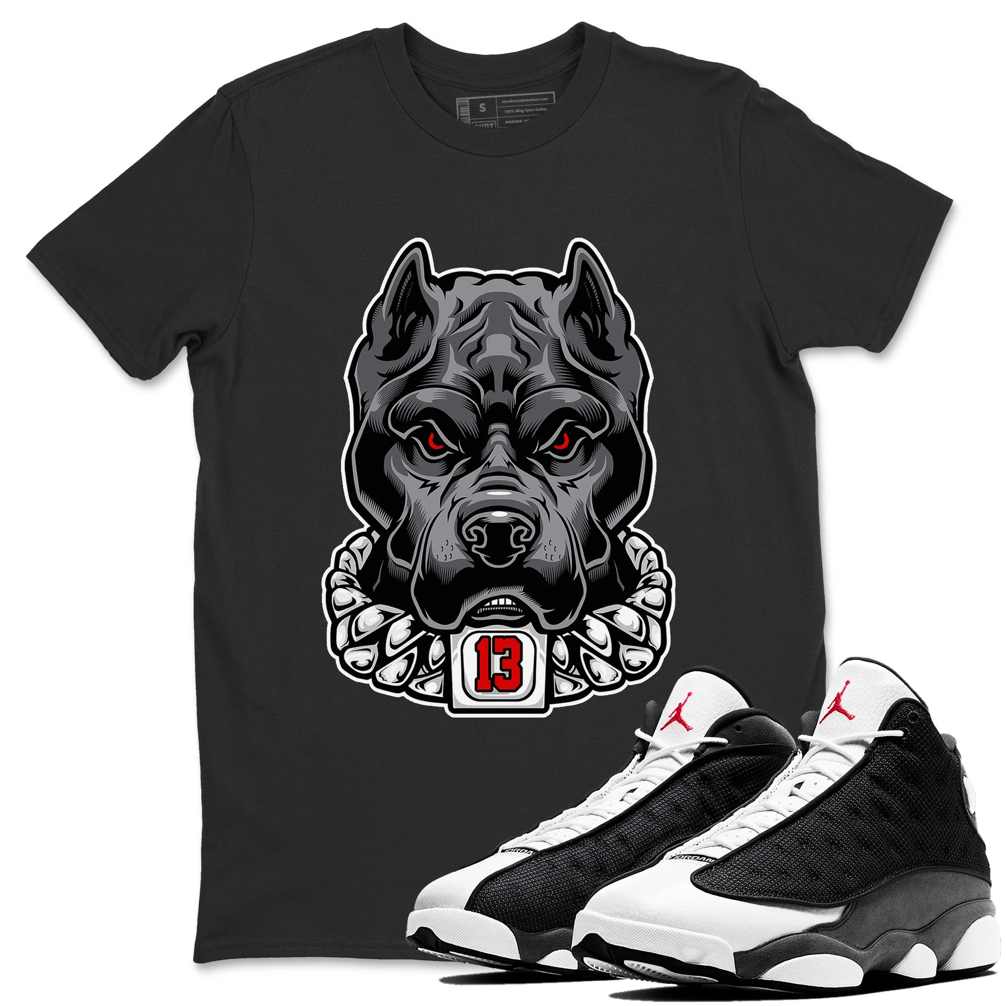 Pitbull Unisex Tops - Air Jordan 13 Black Flint