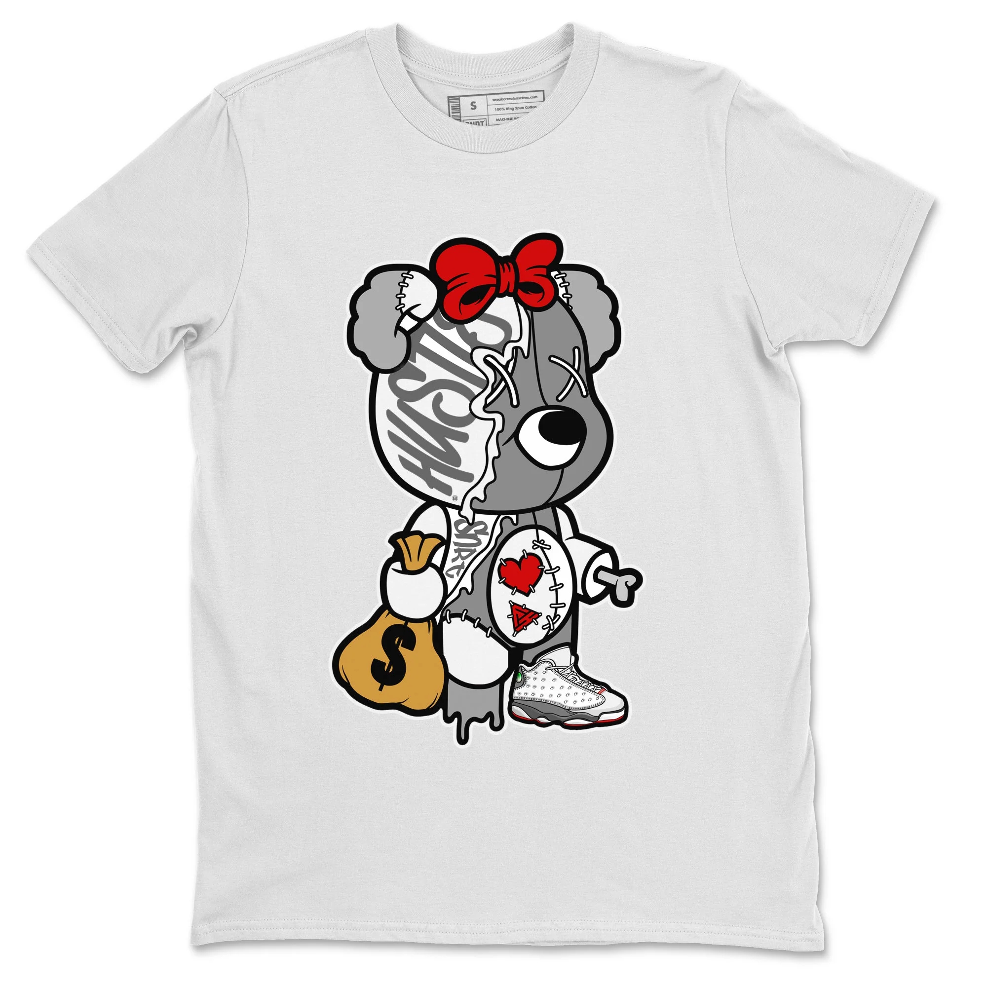 Stitched Hustle Bear Unisex Tops - Air Jordan 13 Wolf Grey