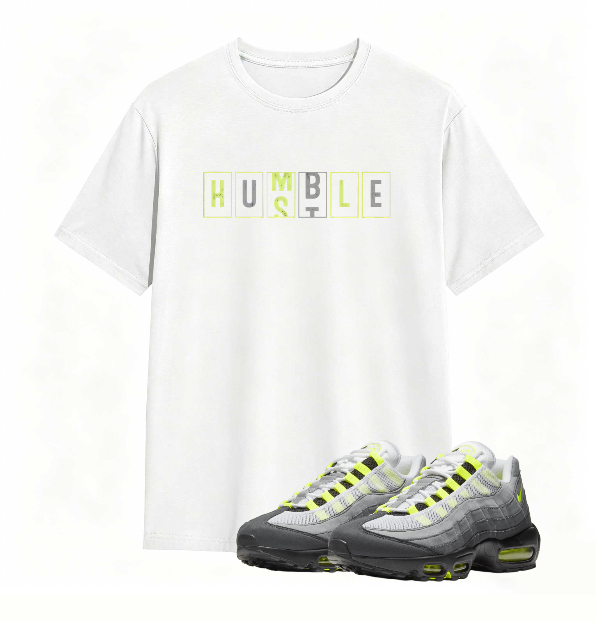 Air Max 95 OG Neon Yellow Matching Hustle Humble Shirt