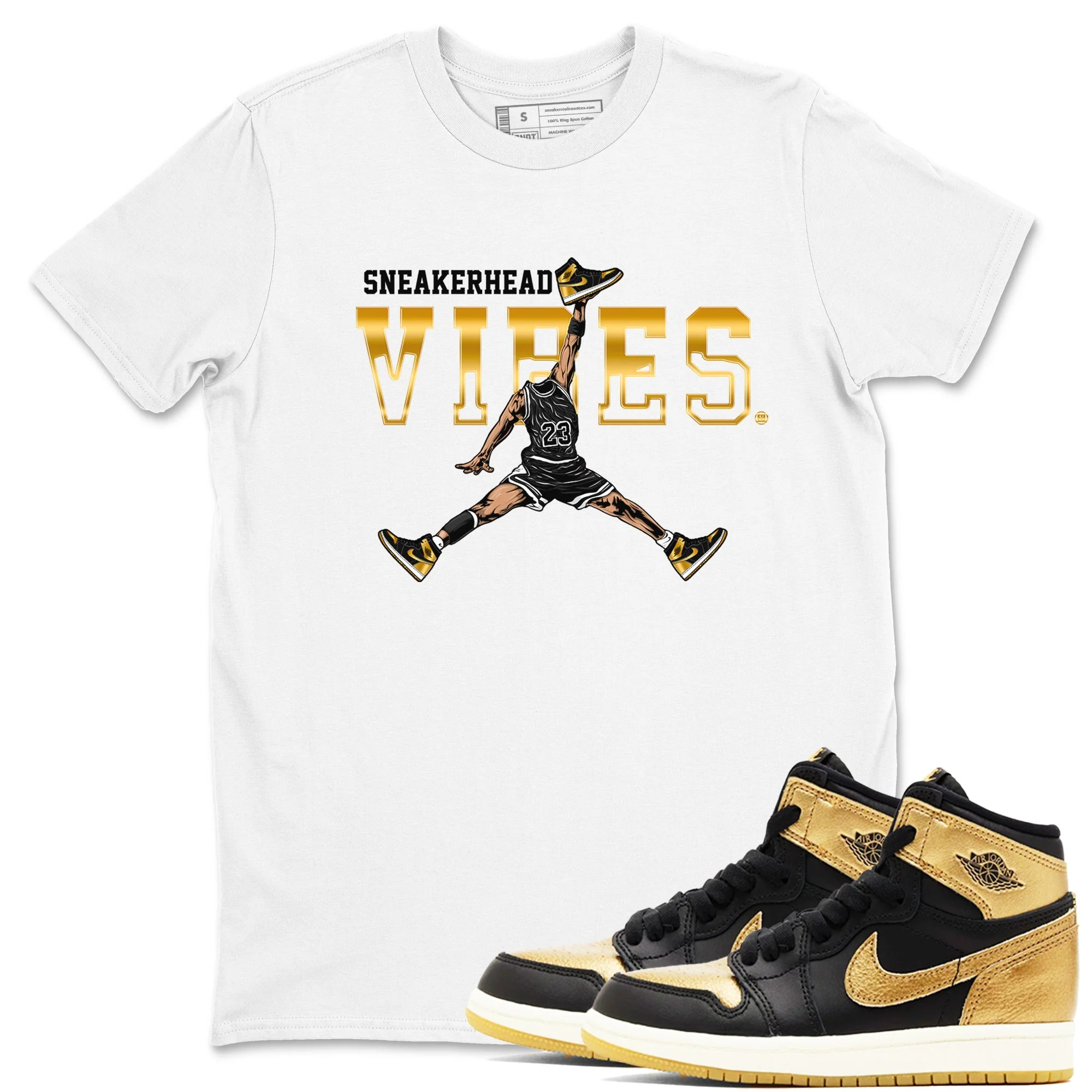 Sneakerhead Vibes Sneaker Tees - Air Jordan 1 Black Metallic Gold