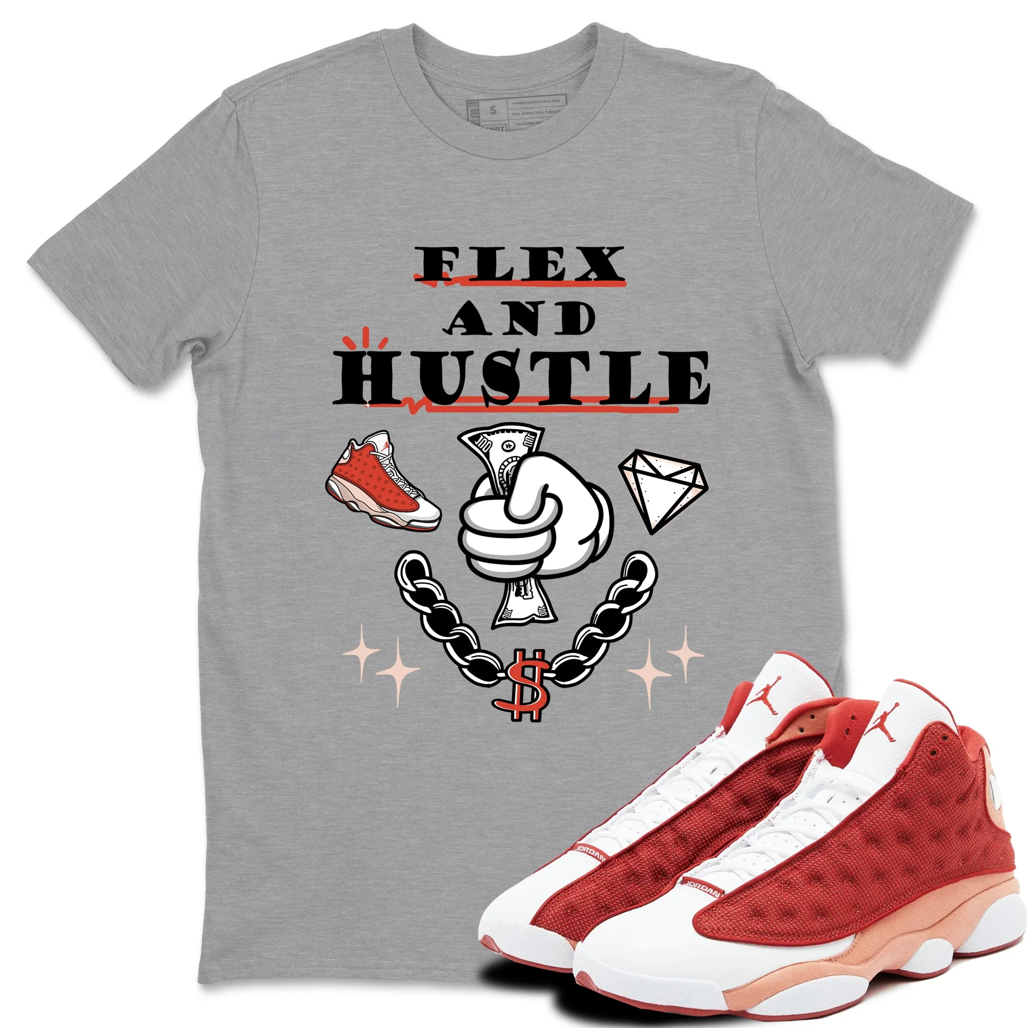 Flex And Hustle Sneaker Tees - Air Jordan 13 Dune Red