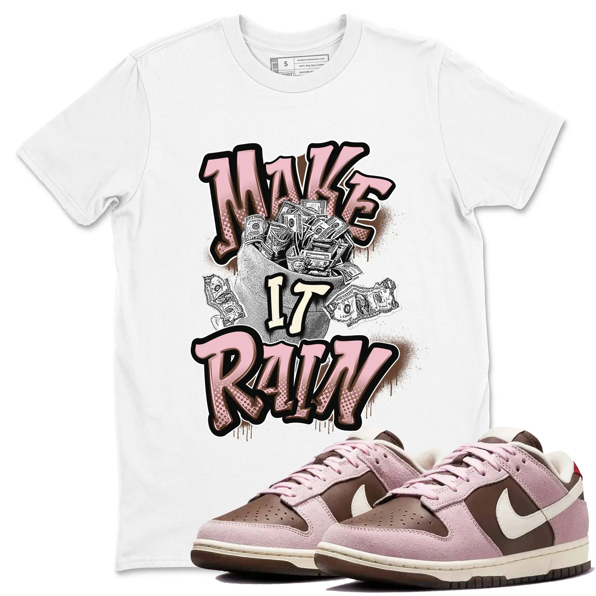 Make It Rain Money Sneaker Tees - Dunk Cacao Wow And Pink Foam