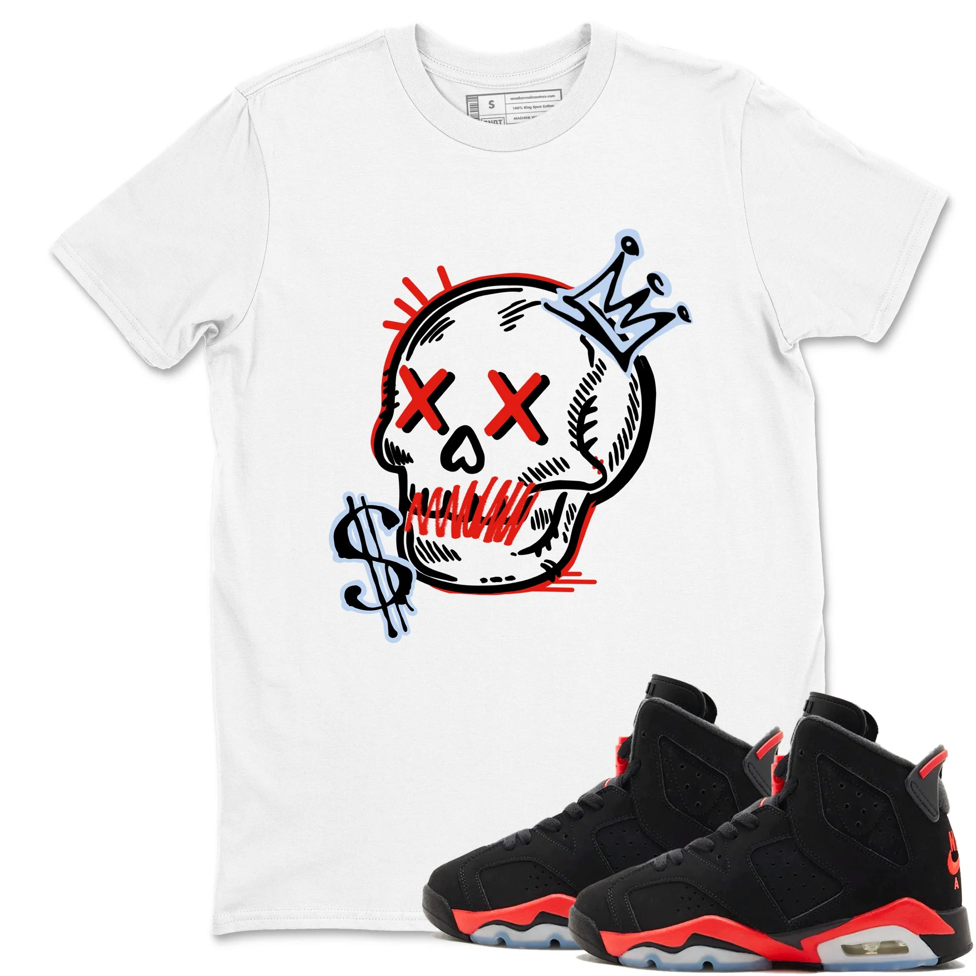 Neon Skull Sneaker Tees - Air Jordan 6 Reverse Infrared
