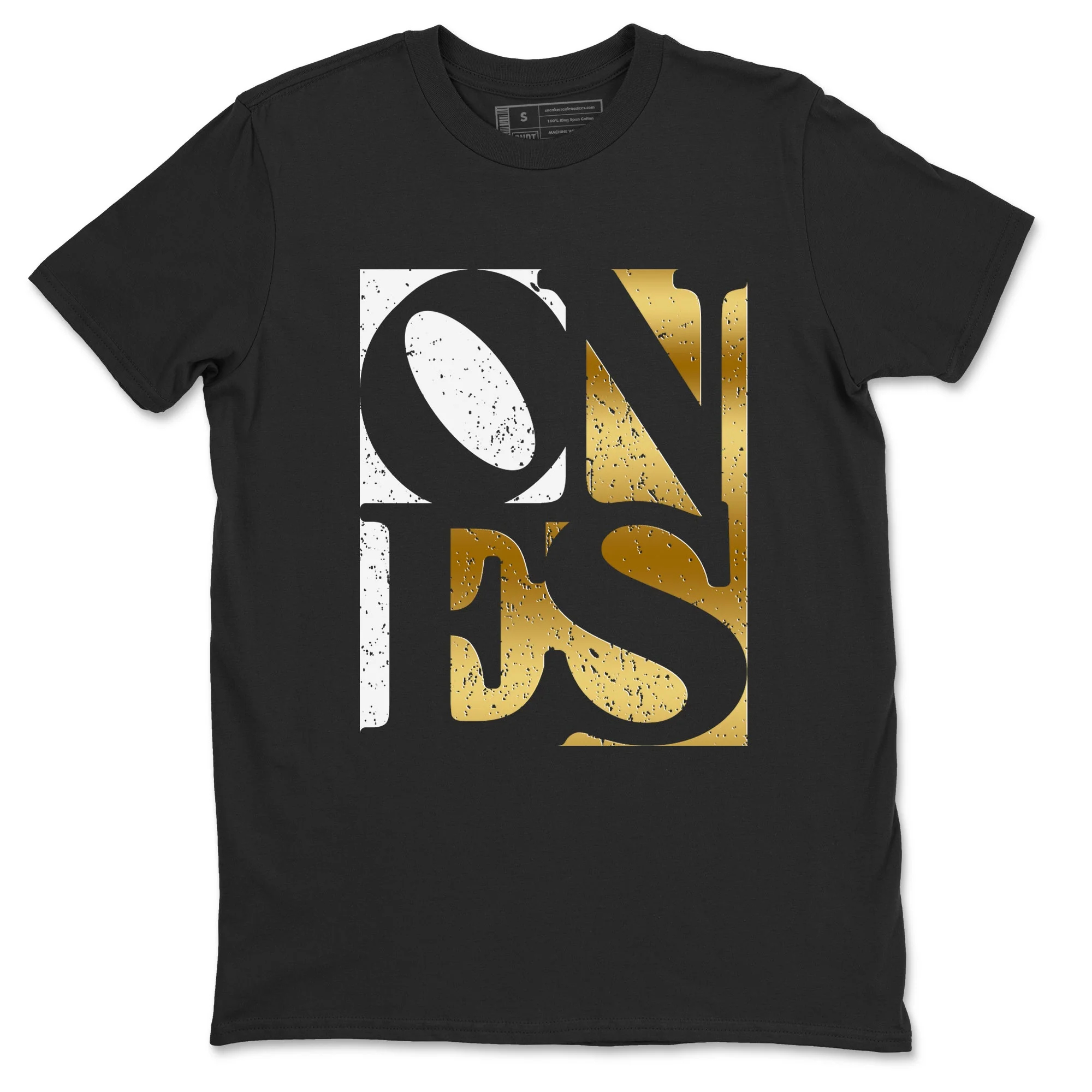 Ones Sneaker Tees - Air Jordan 1 Black Metallic Gold
