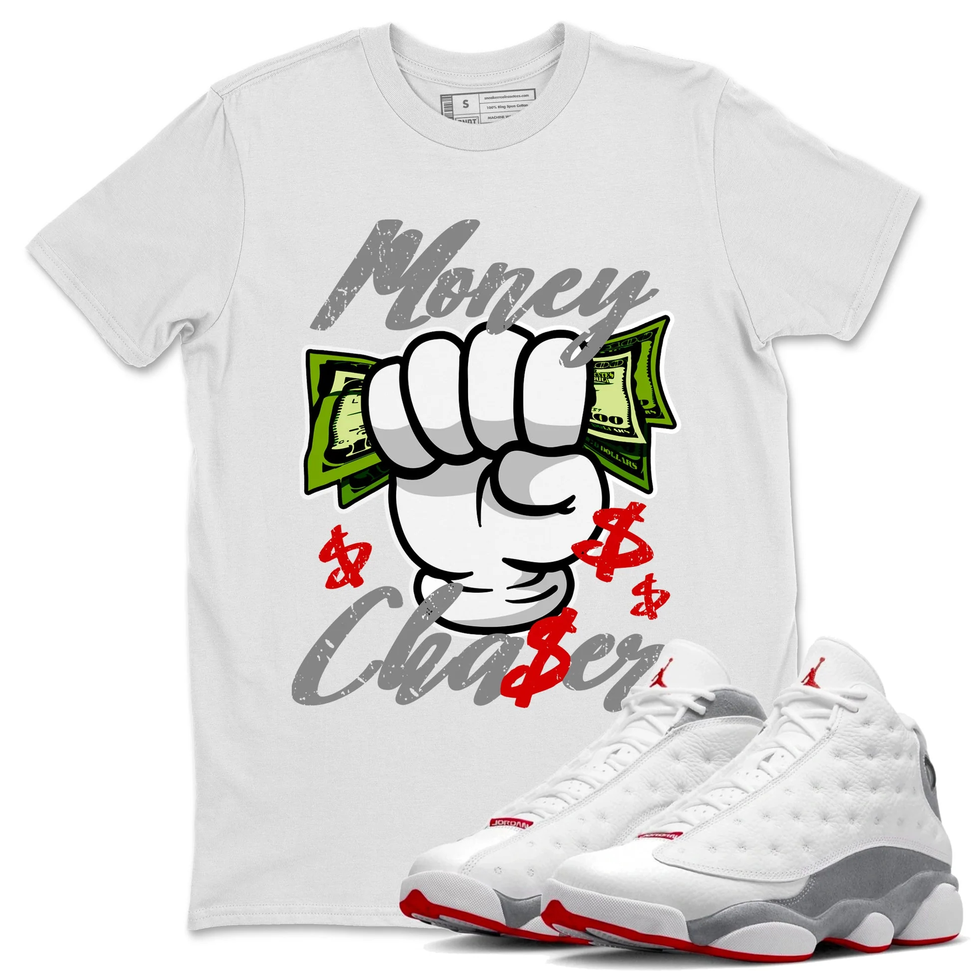 Money Chaser Unisex Tops - Air Jordan 13 Wolf Grey