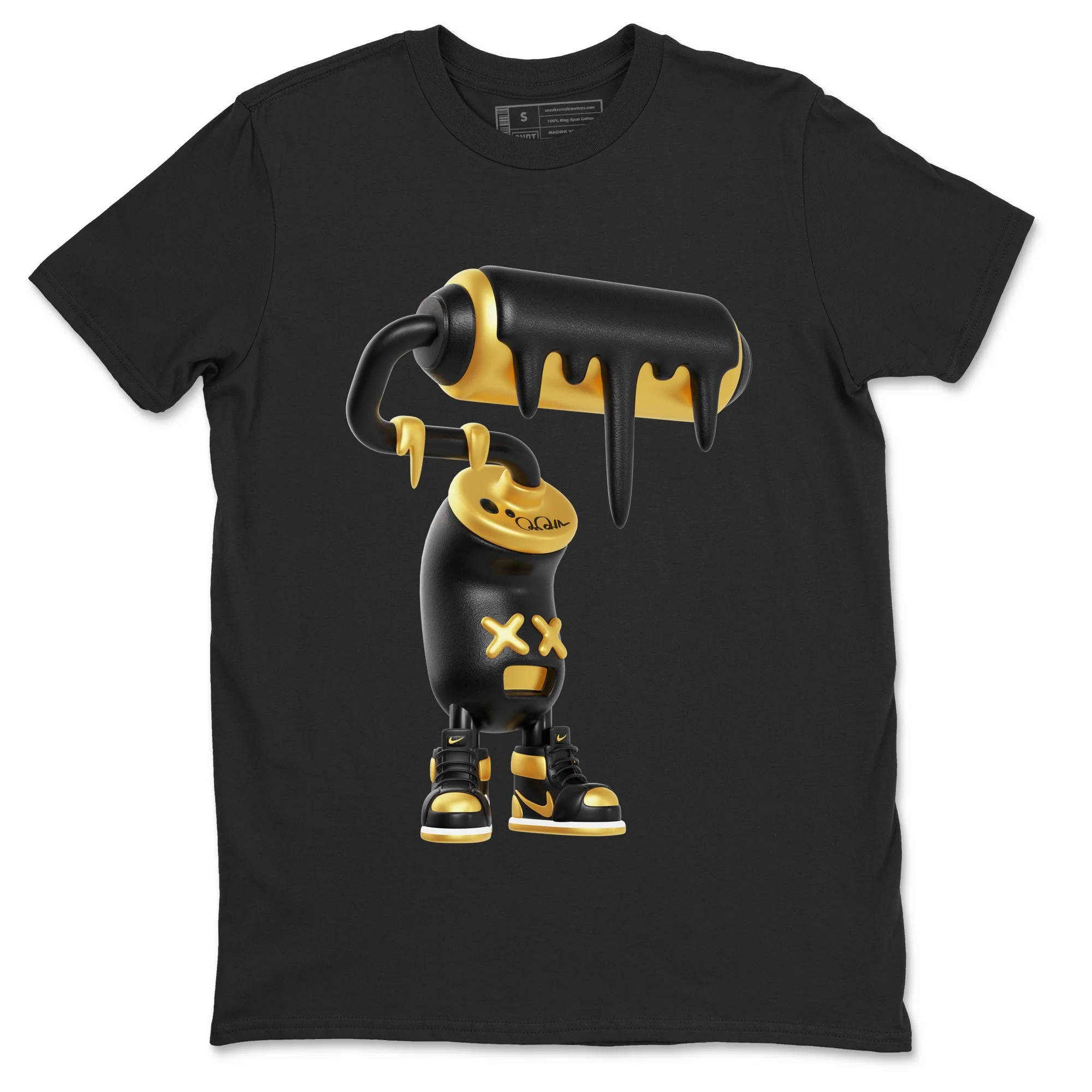3D Paint Roller Sneaker Tees - Air Jordan 1 Black Metallic Gold