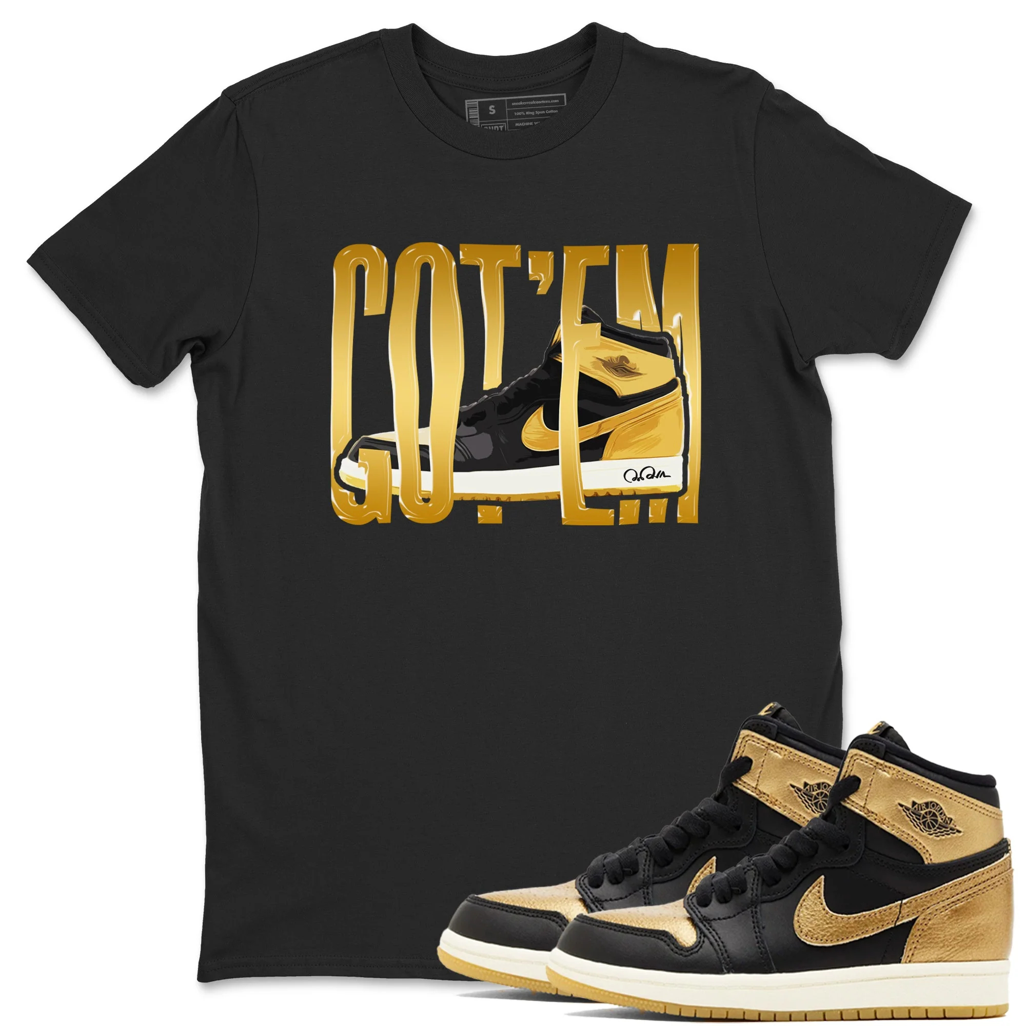 Wigggling Gotem Sneaker Tees - Air Jordan 1 Black Metallic Gold