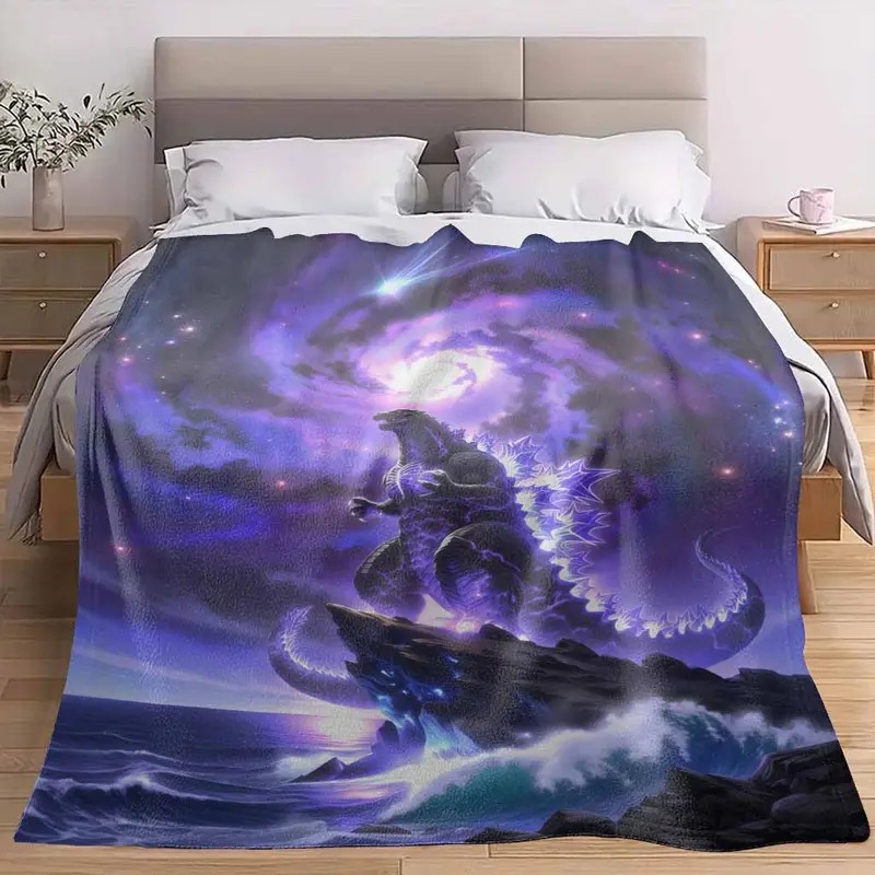 Fantasy Cosmic Dragon Nebula Print Flannel Throw Blanket Ultra Soft Wrinkle Resistant Holiday Gift