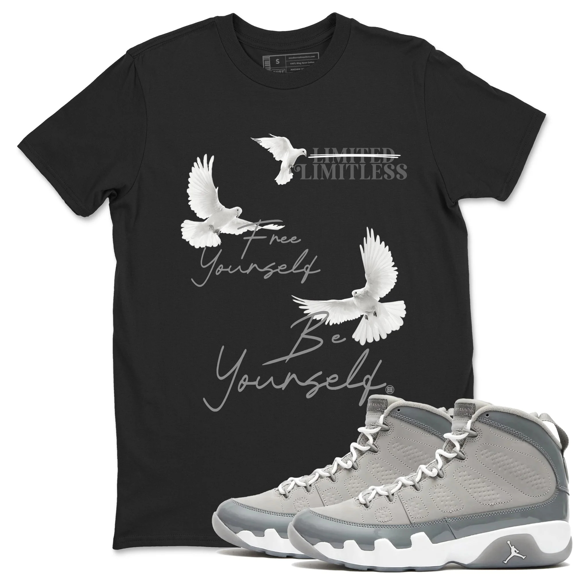 Free Yourself Be Yourself Sneaker Tees - Air Jordan 9 Cool Grey