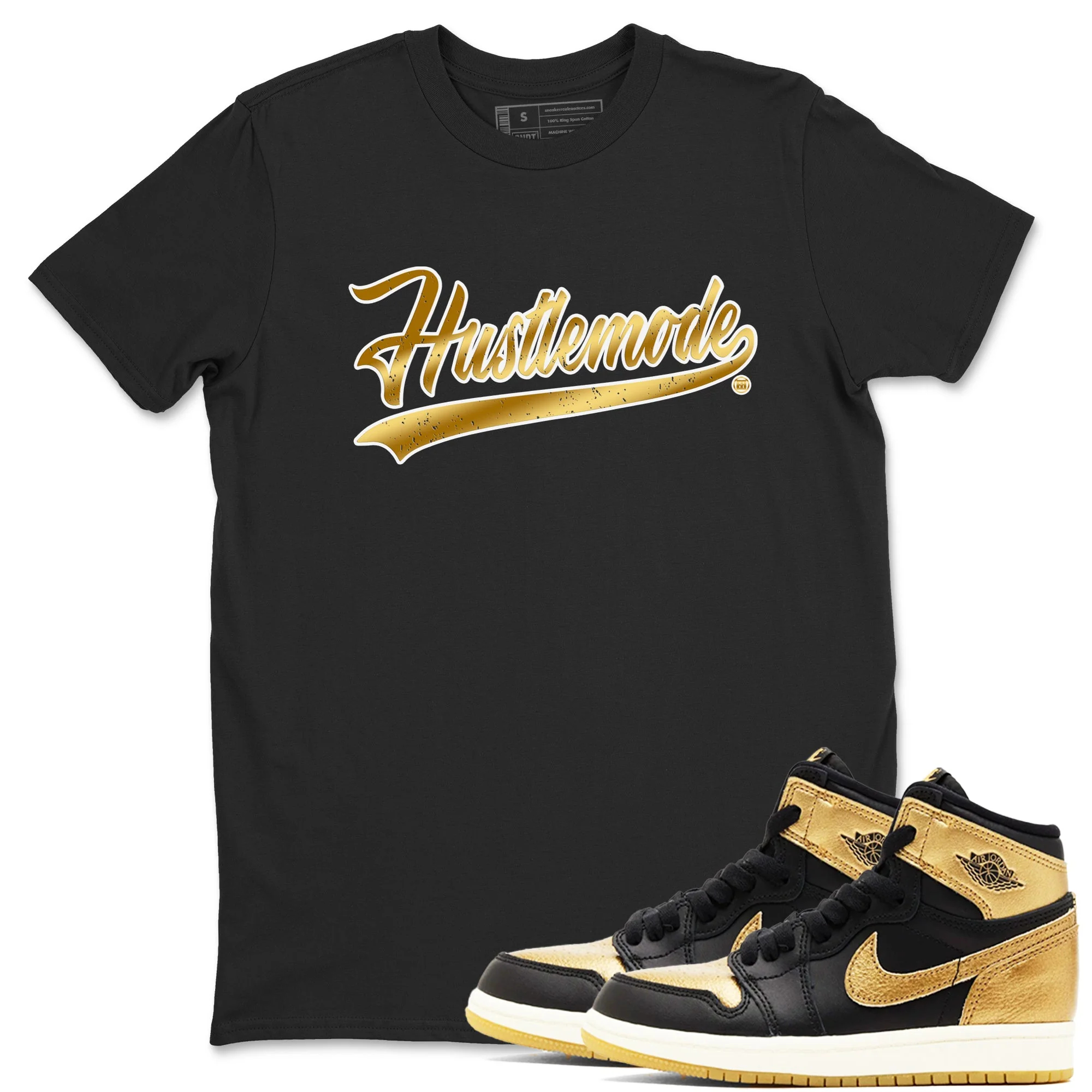 Hustle Mode Sneaker Tees - Air Jordan 1 Black Metallic Gold