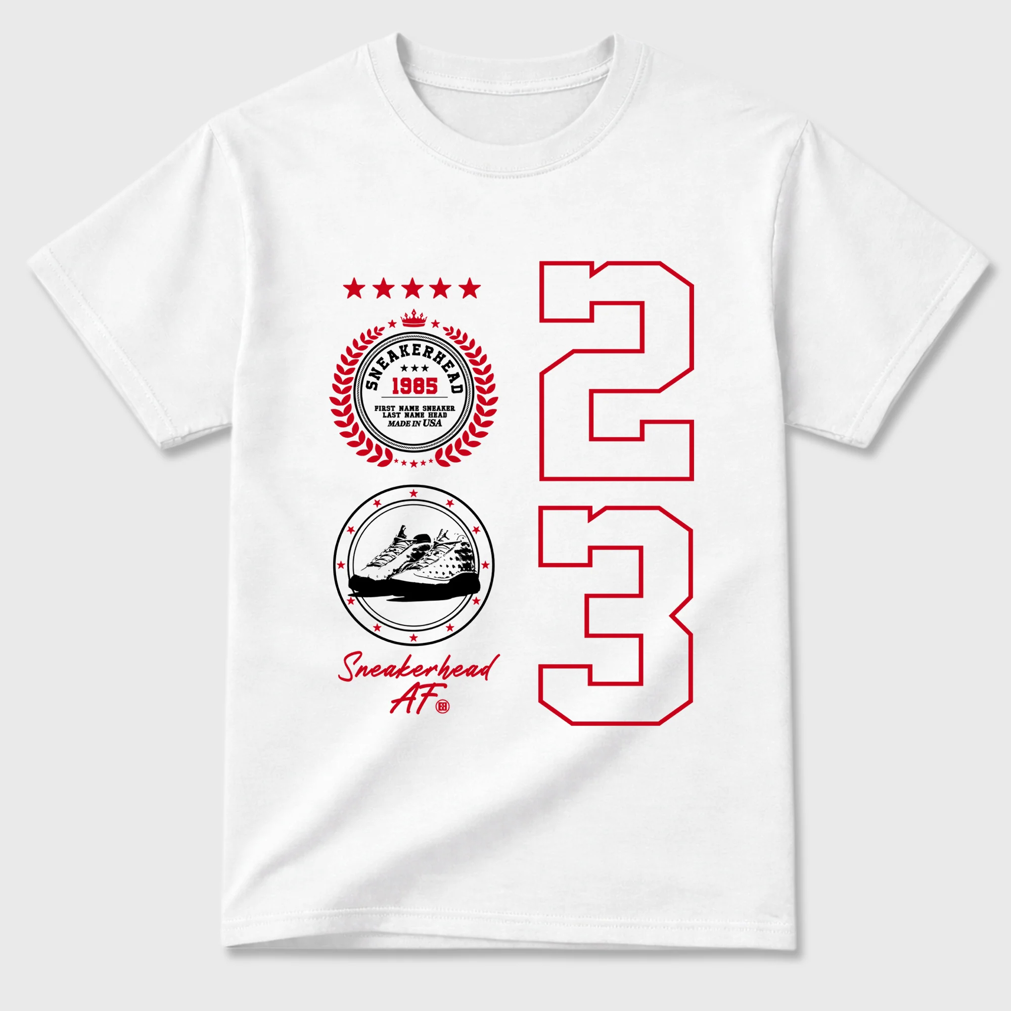 Sneaker Emblem Sneaker Tees - Air Jordan 13 University Red